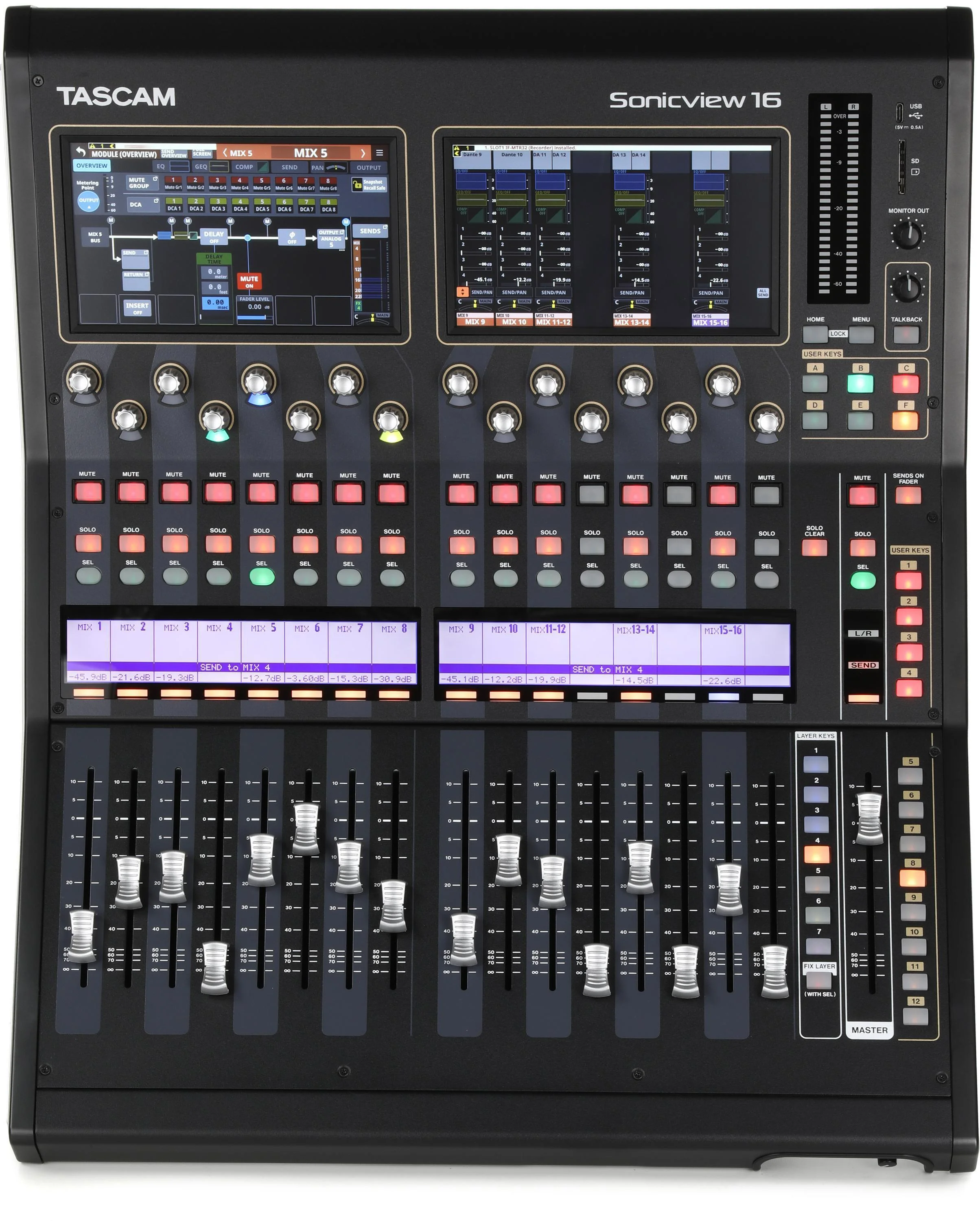 TASCAM Sonicview 16XP 44通道数字调音台，16推子数字现场扩声调音台兼集成录音机