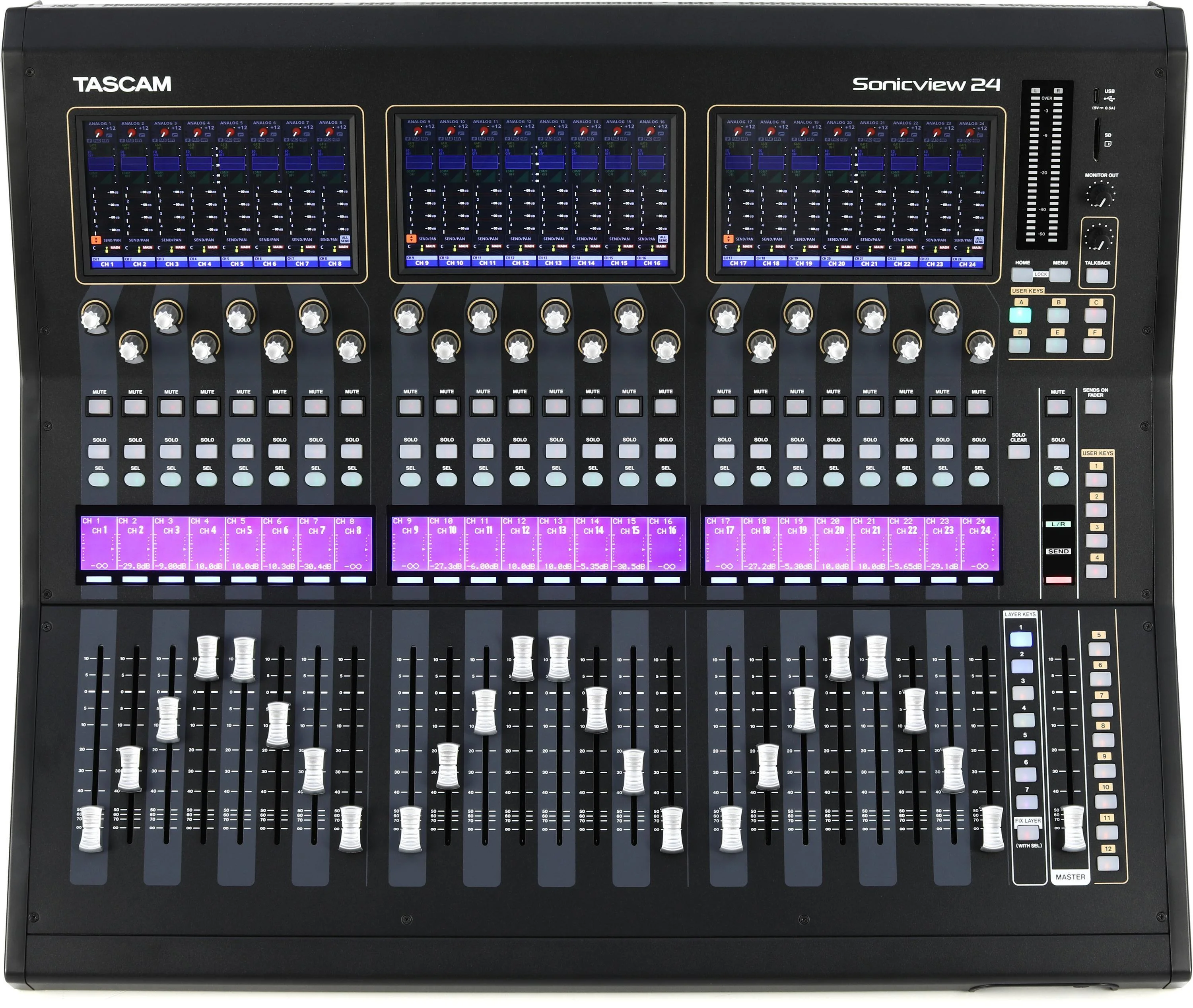 TASCAM Sonicview 24XP 44通道数字调音台，24推子数字现场扩声调音台兼集成录音机