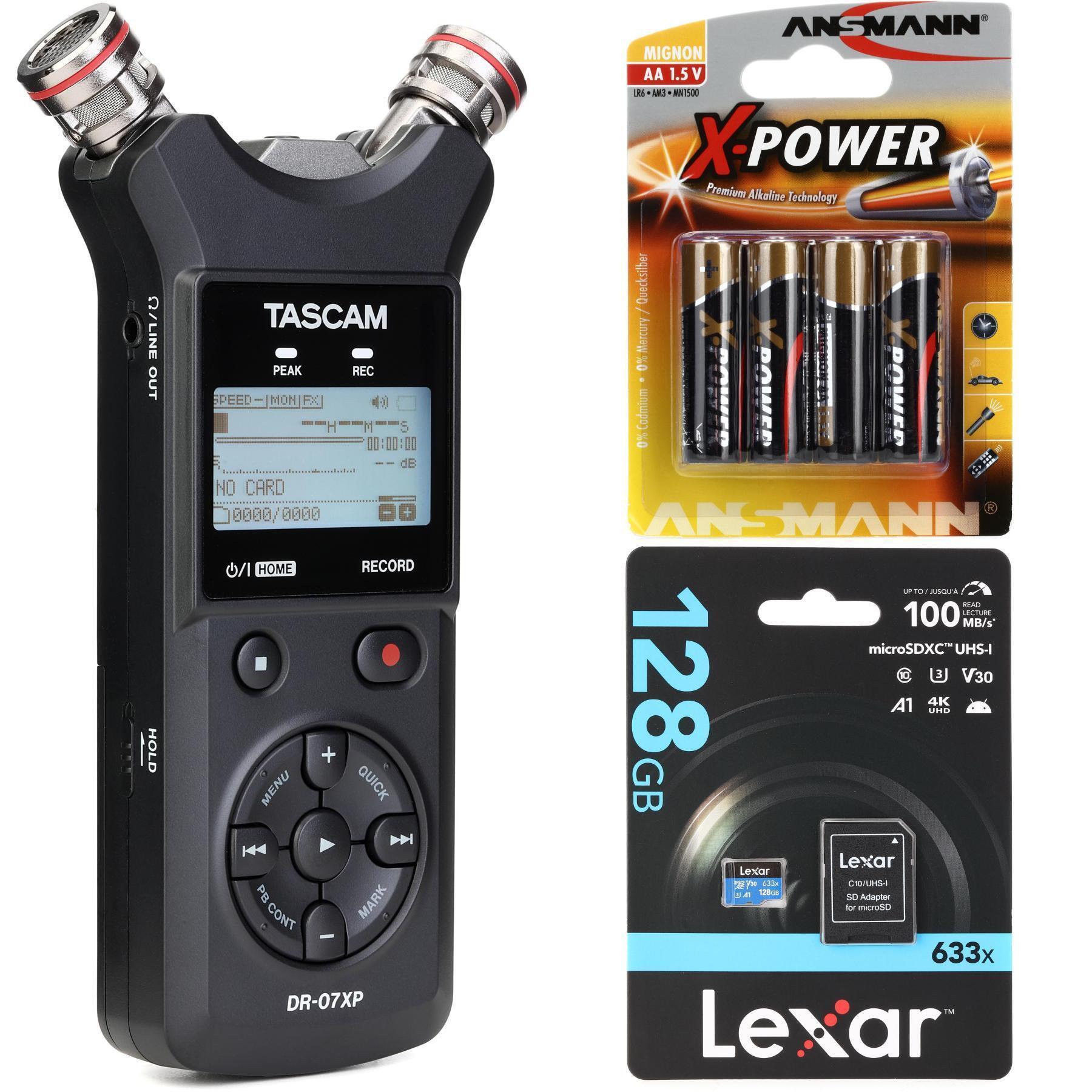 TASCAM DR-07XP 便携式手持录音机（含128GB MicroSDXC存储卡与电池）