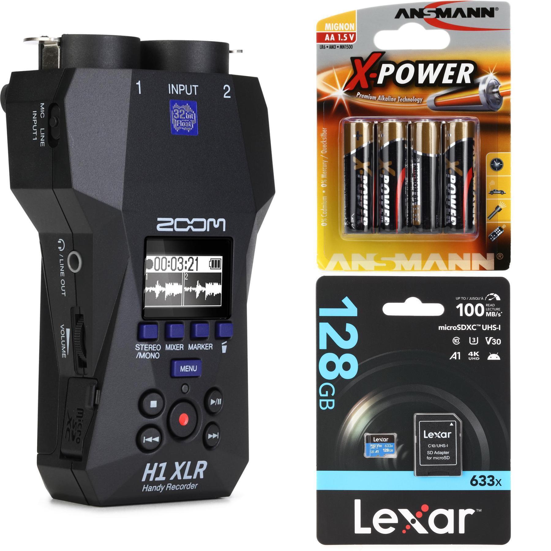 Zoom H1 XLR 便携式录音机（含MicroSDXC存储卡与电池）