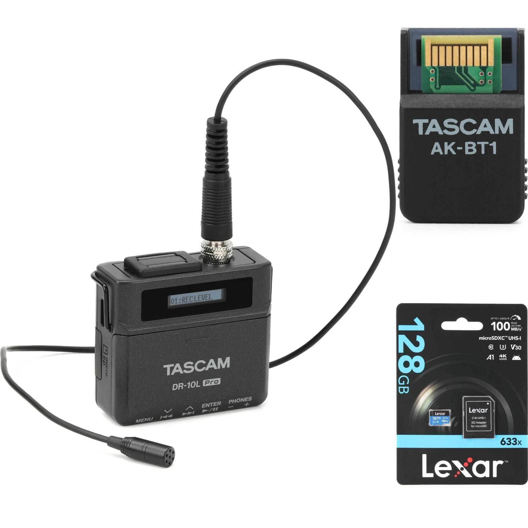 TASCAM DR-10L Pro 现场录音机（含领夹麦克风与蓝牙控制套装）