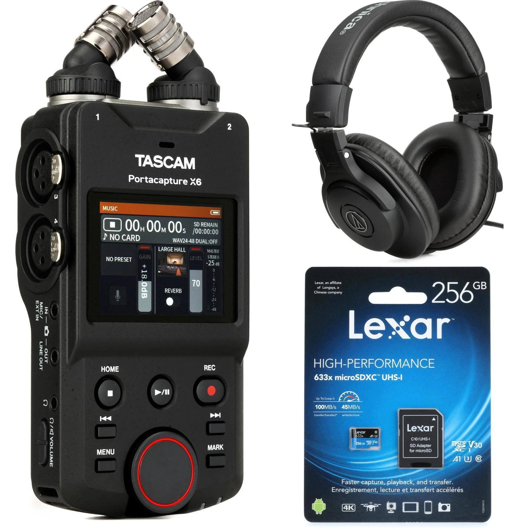 TASCAM Portacapture X6 高分辨率自适应多轨录音机（便携式播客套装）
