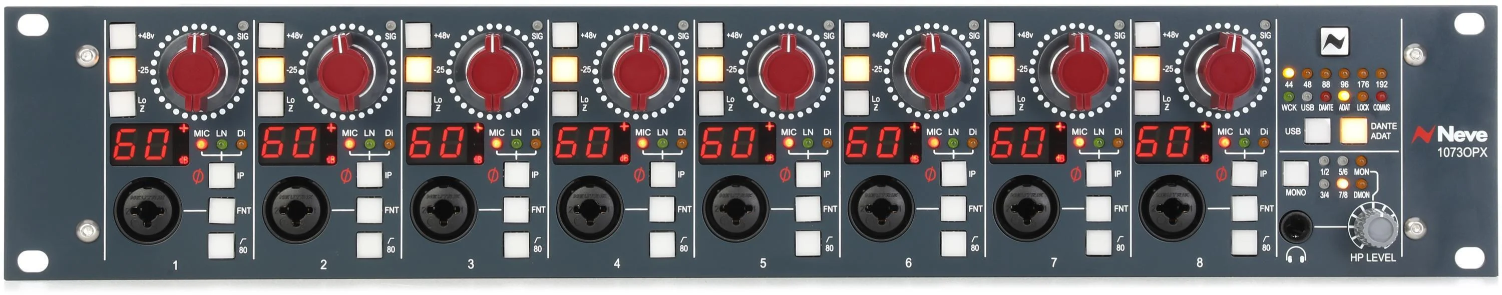 Neve 1073OPX 八通道麦克风前置放大器（含遥控器及USB/ADAT可选卡）