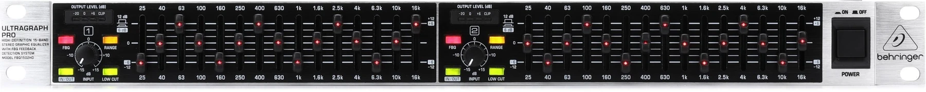 Behringer Ultragraph Pro FBQ1502HD 15段立体声图形均衡器（带FBQ反馈检测）