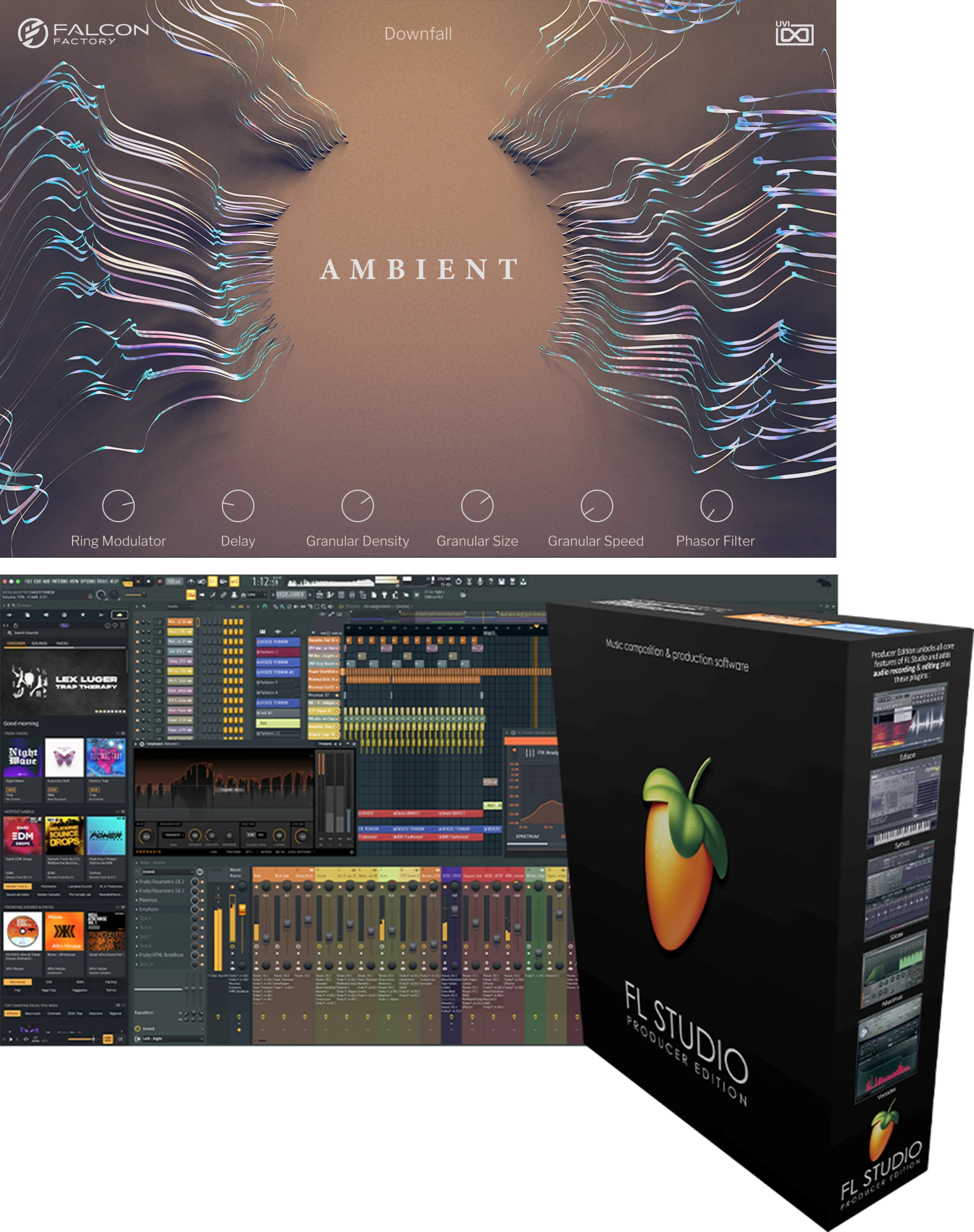 Image Line FL Studio Producer Edition 搭配 UVI Falcon 3.1 混合合成器软件