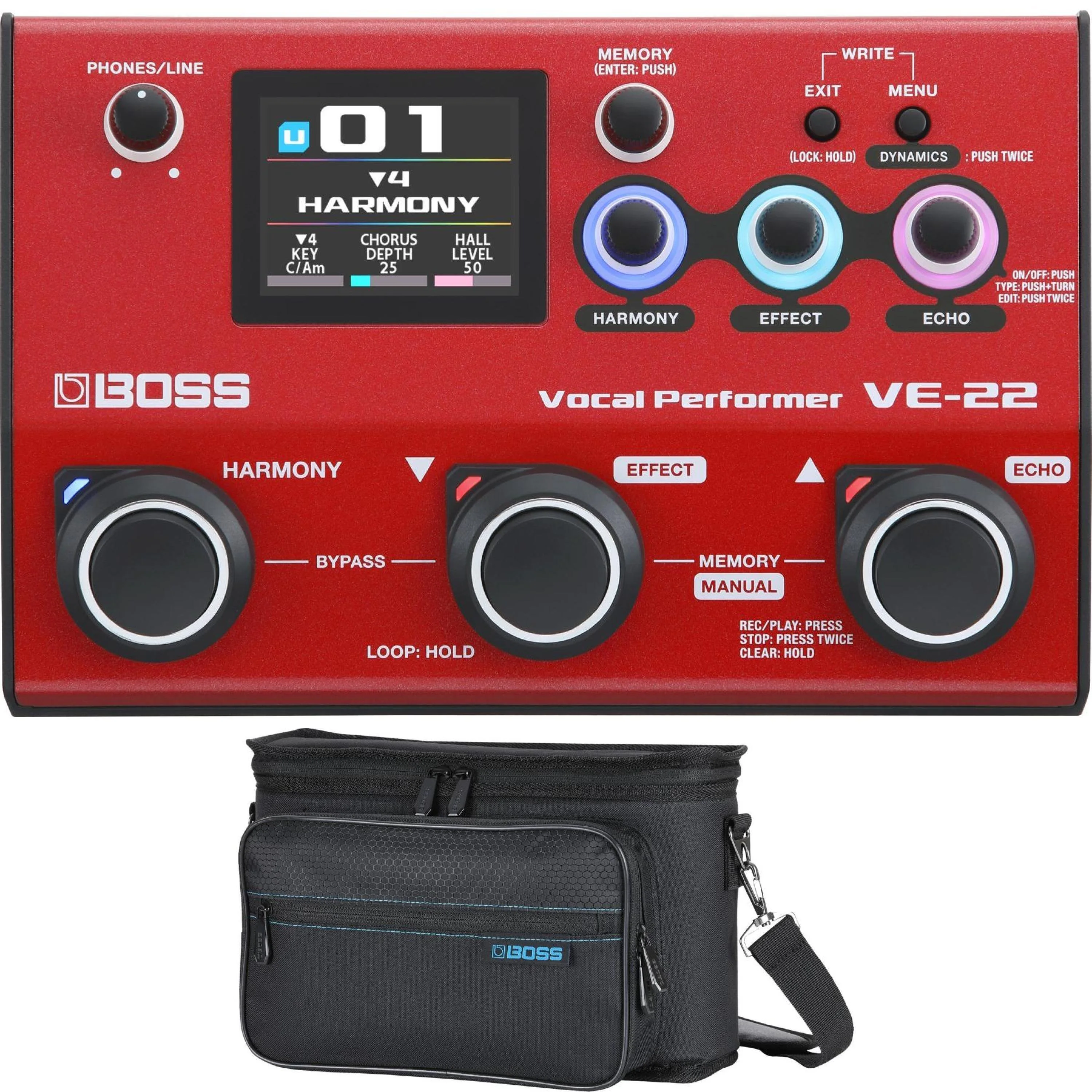 Boss VE-22 人声效果器&循环单块（含便携包）