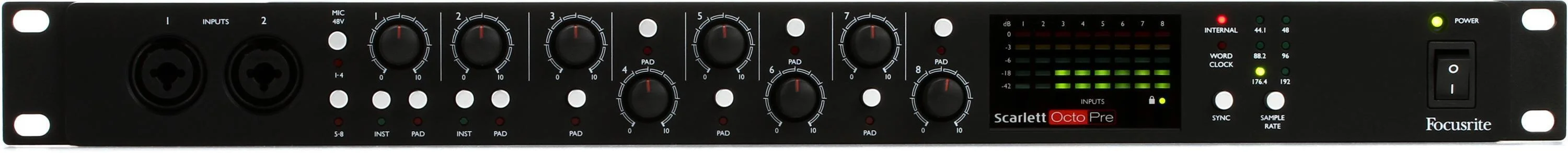 Focusrite Scarlett OctoPre 8通道麦克风前置放大器