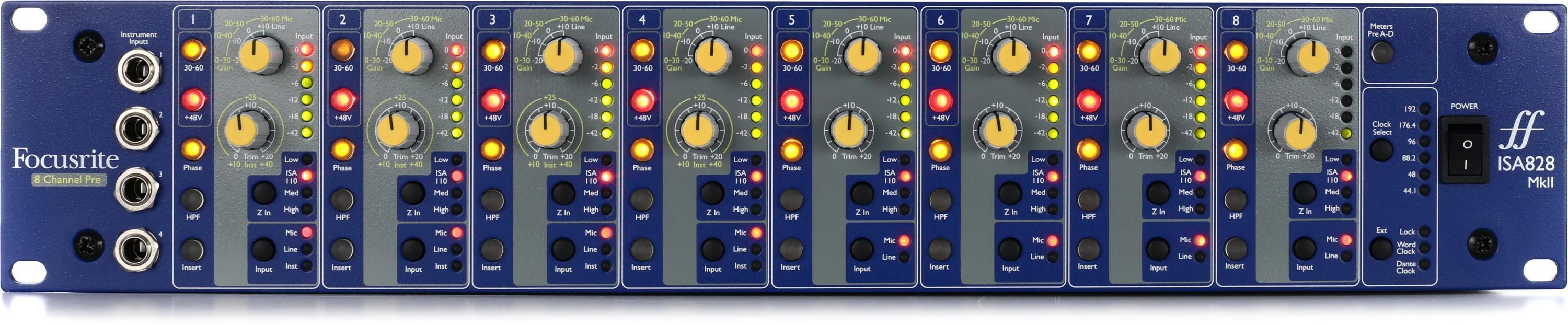 Focusrite ISA828 MkII 8通道麦克风前置放大器