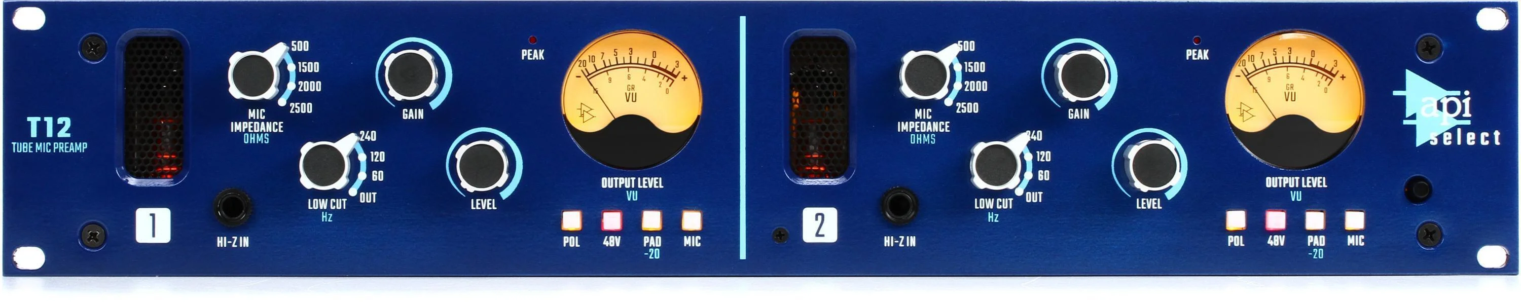 API Select T12 双通道电子管麦克风前置放大器