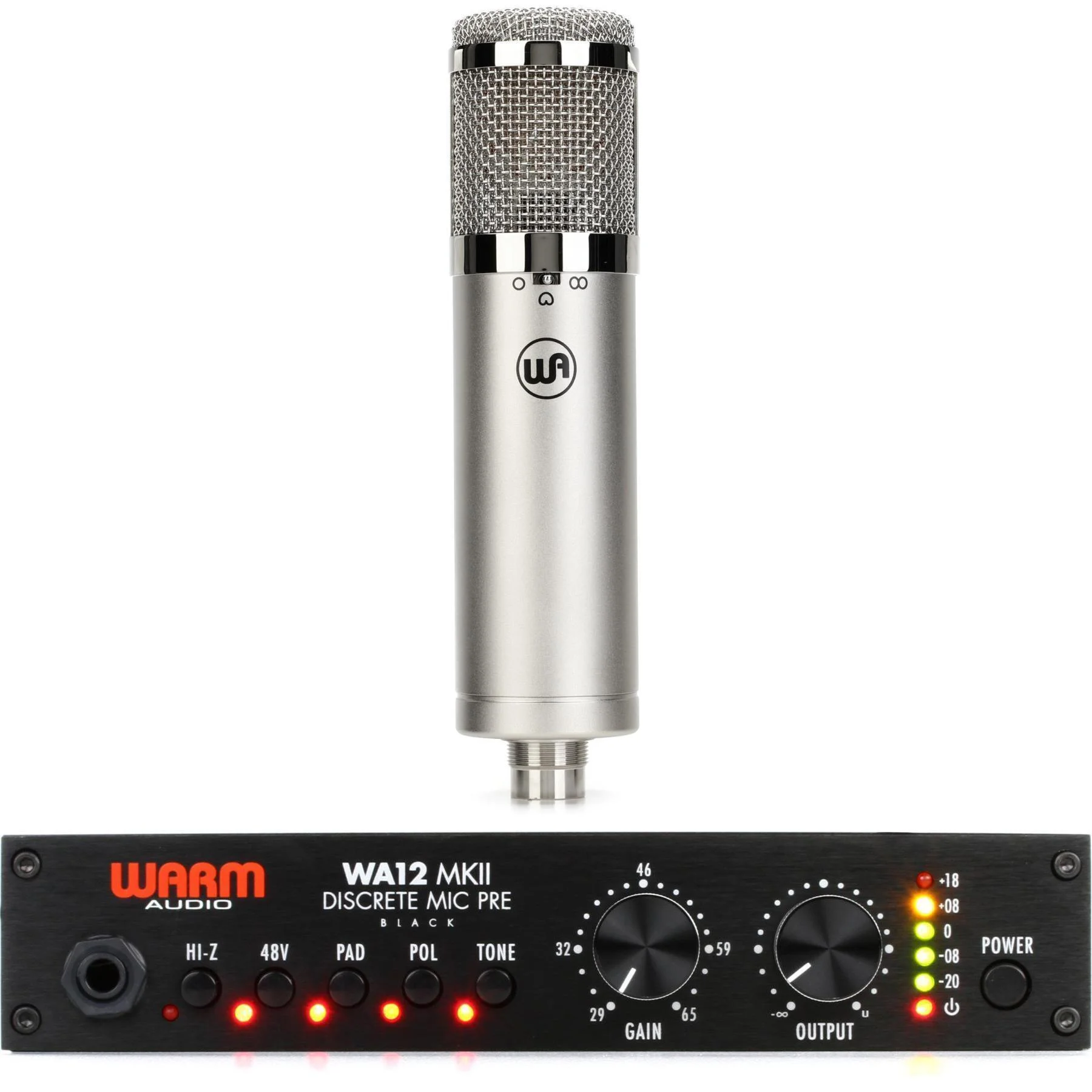 Warm Audio WA-47Jr 大振膜电容麦克风（含WA12 MKII麦克风前置放大器）- 镍色款