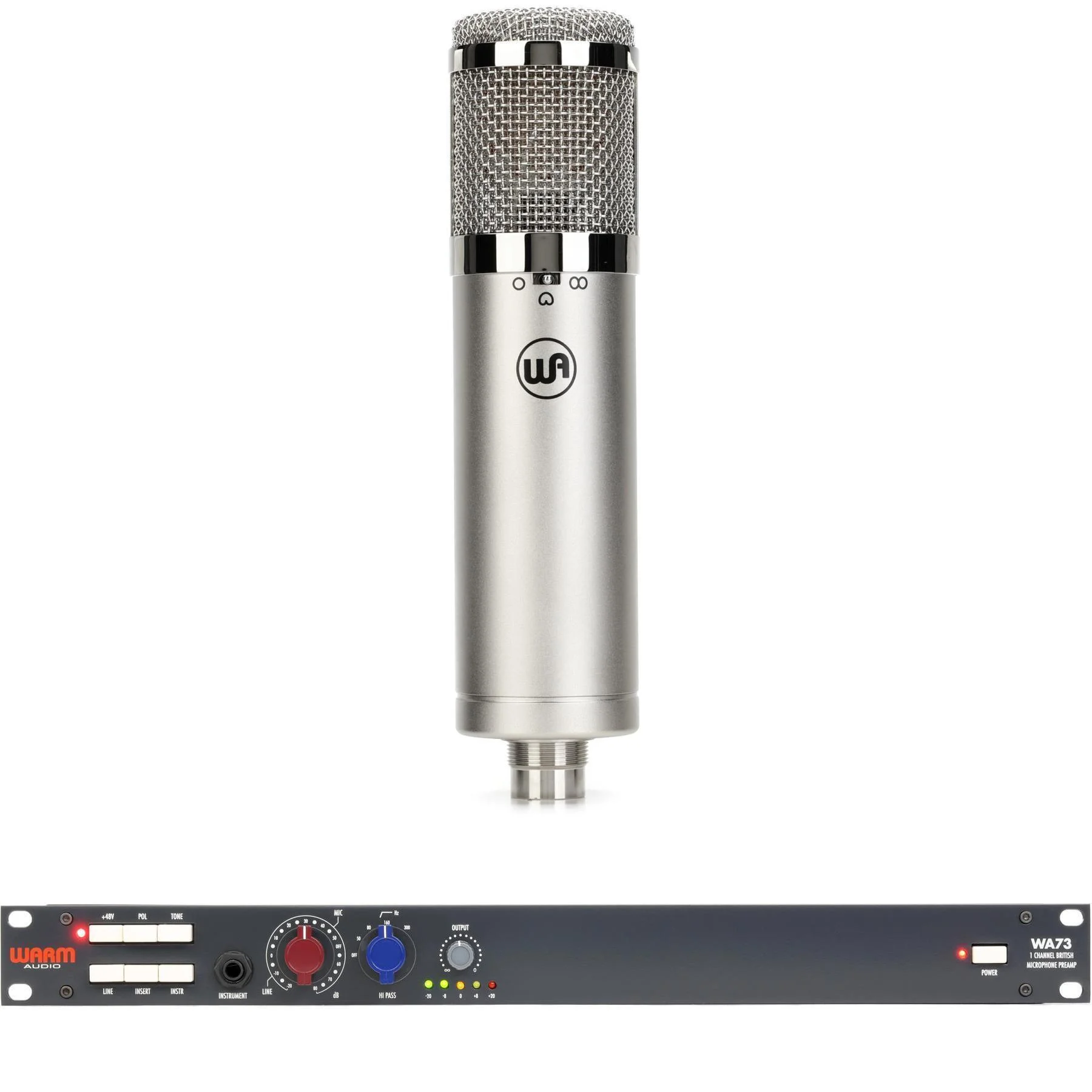 Warm Audio WA-47Jr 大振膜电容麦克风（含WA73麦克风前置放大器）- 镍色款