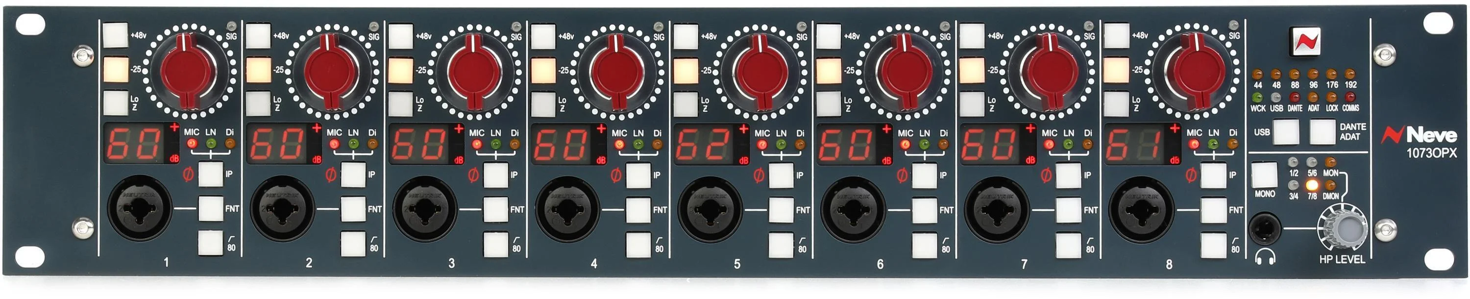Neve 1073OPX 8通道麦克风前置放大器（含遥控器及USB/Dante可选卡，认证开箱版）
