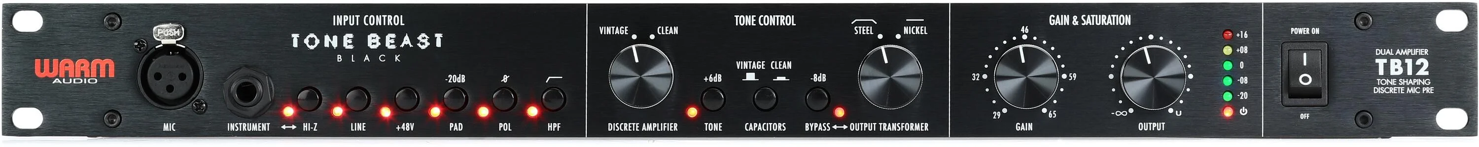 Warm Audio TB12 Tone Beast 麦克风前置放大器（黑色款，认证开箱版）
