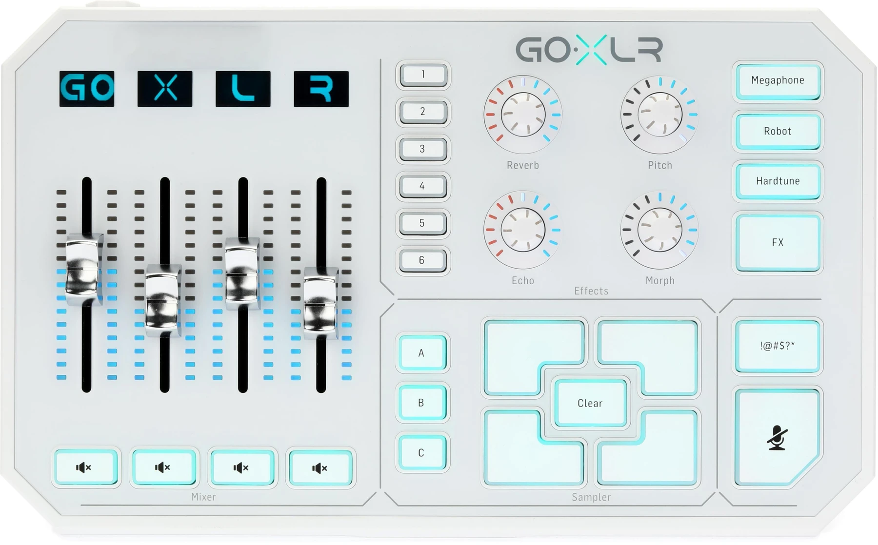 TC-Helicon GoXLR 4通道USB直播混音器（带语音效果器和采样器，白色款）