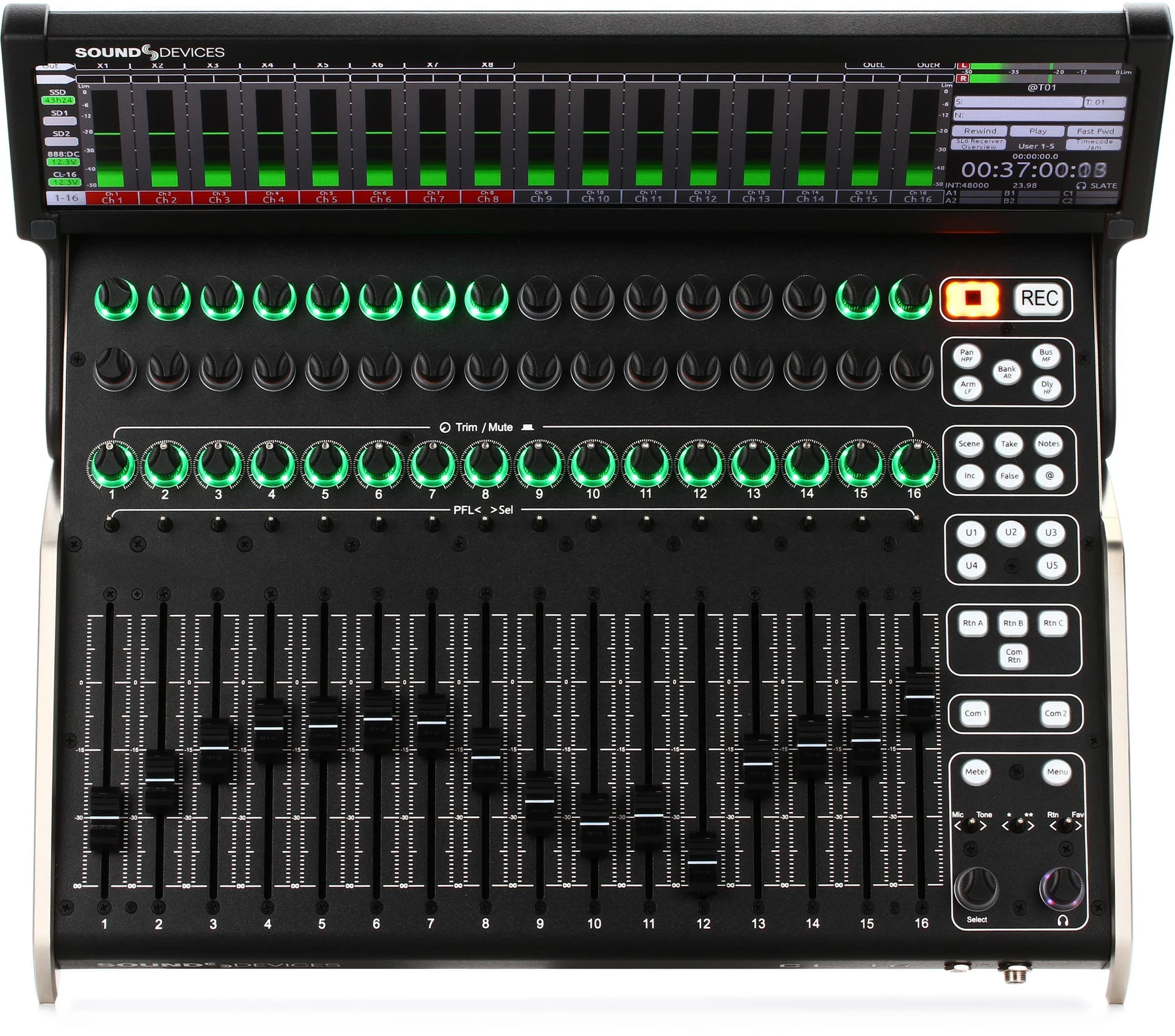 Sound Devices CL-16 线性推子控制界面