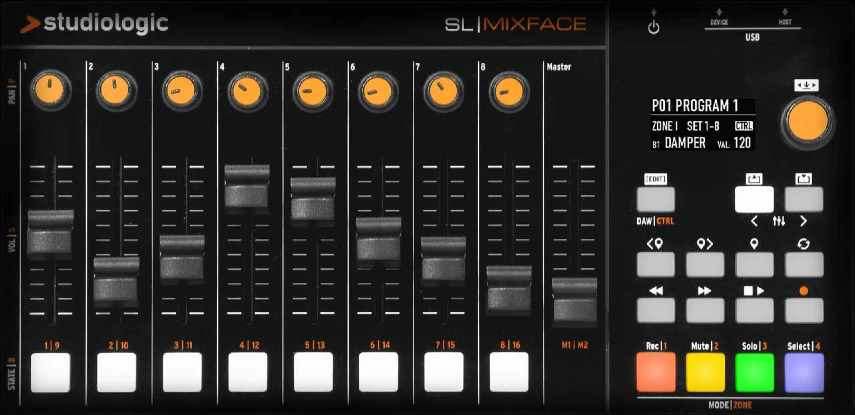 Studiologic SL Mixface 控制界面