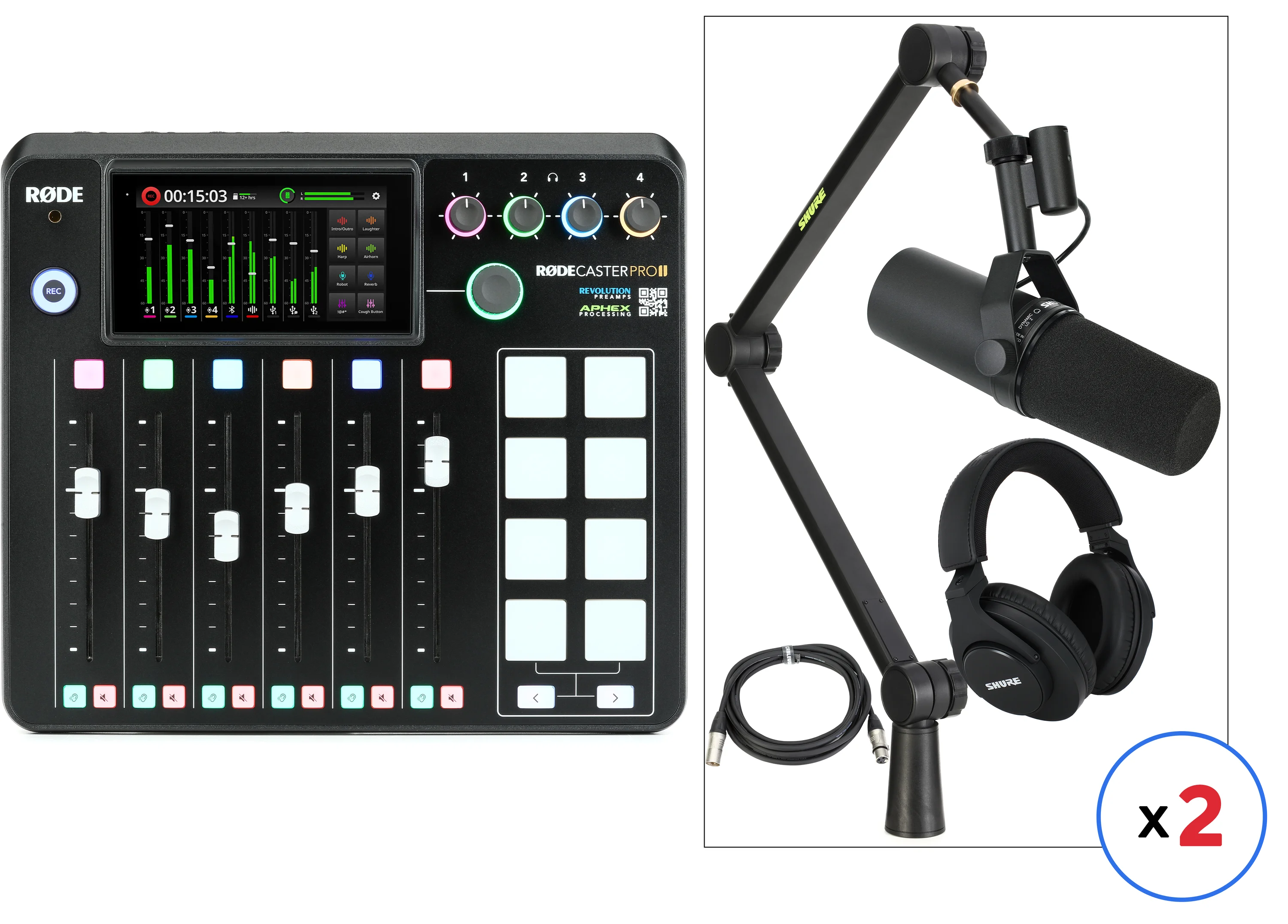 罗德 Rodecaster Pro II 搭配SM7B双人播客套装