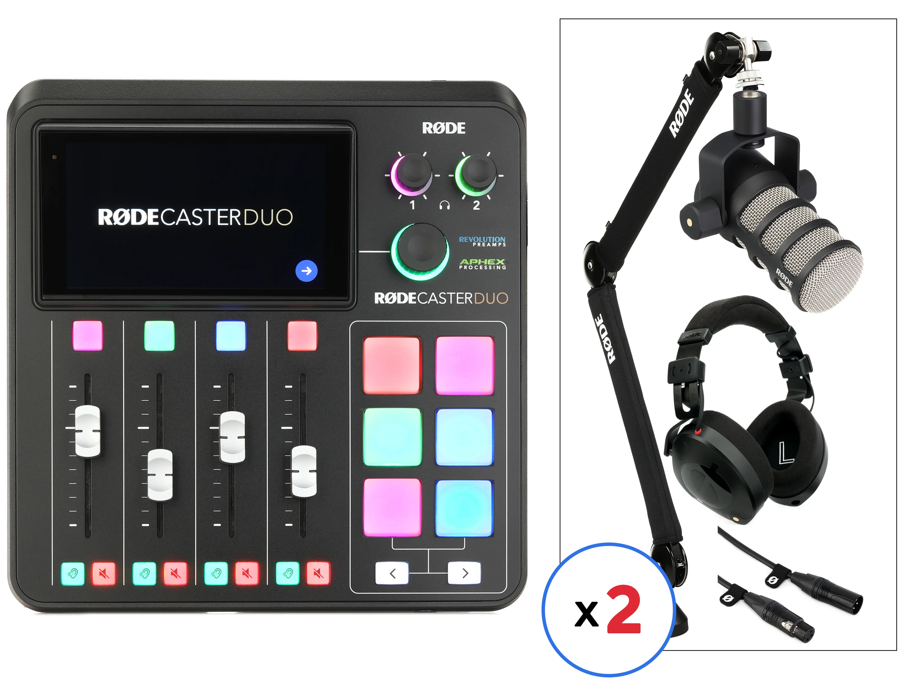 罗德 RODECaster Duo 直播调音台搭配PodMic双人套装