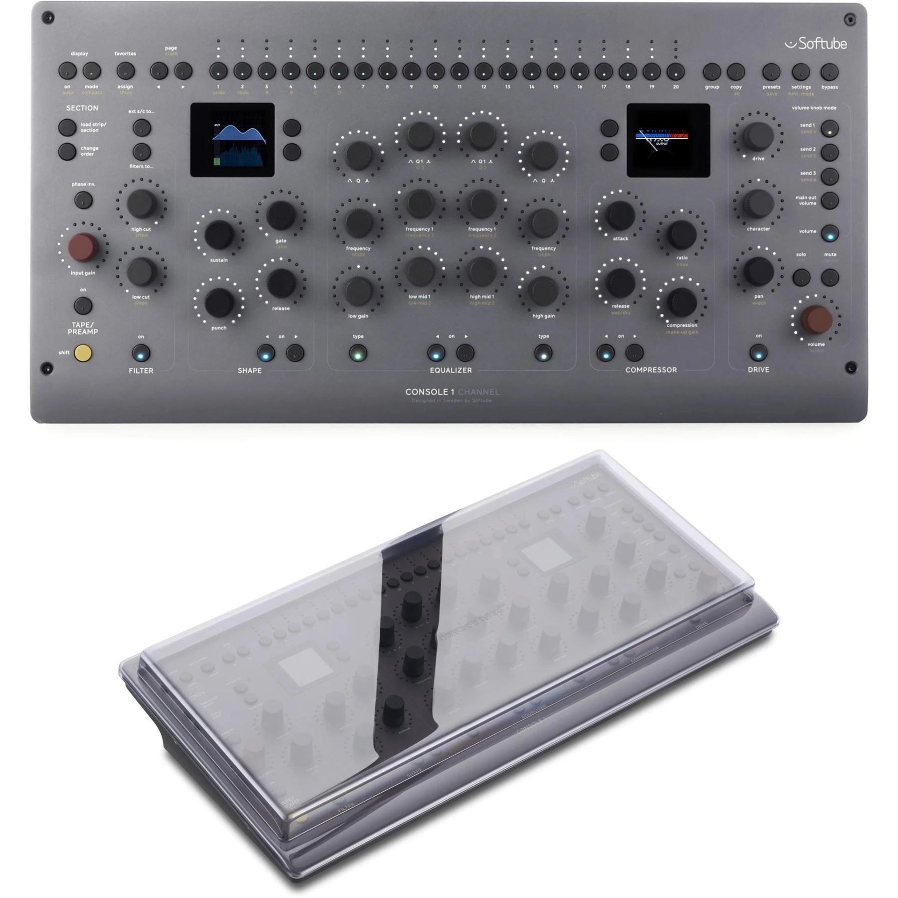 Softube Console 1 Channel Mk III 控制界面（带Decksaver保护罩）