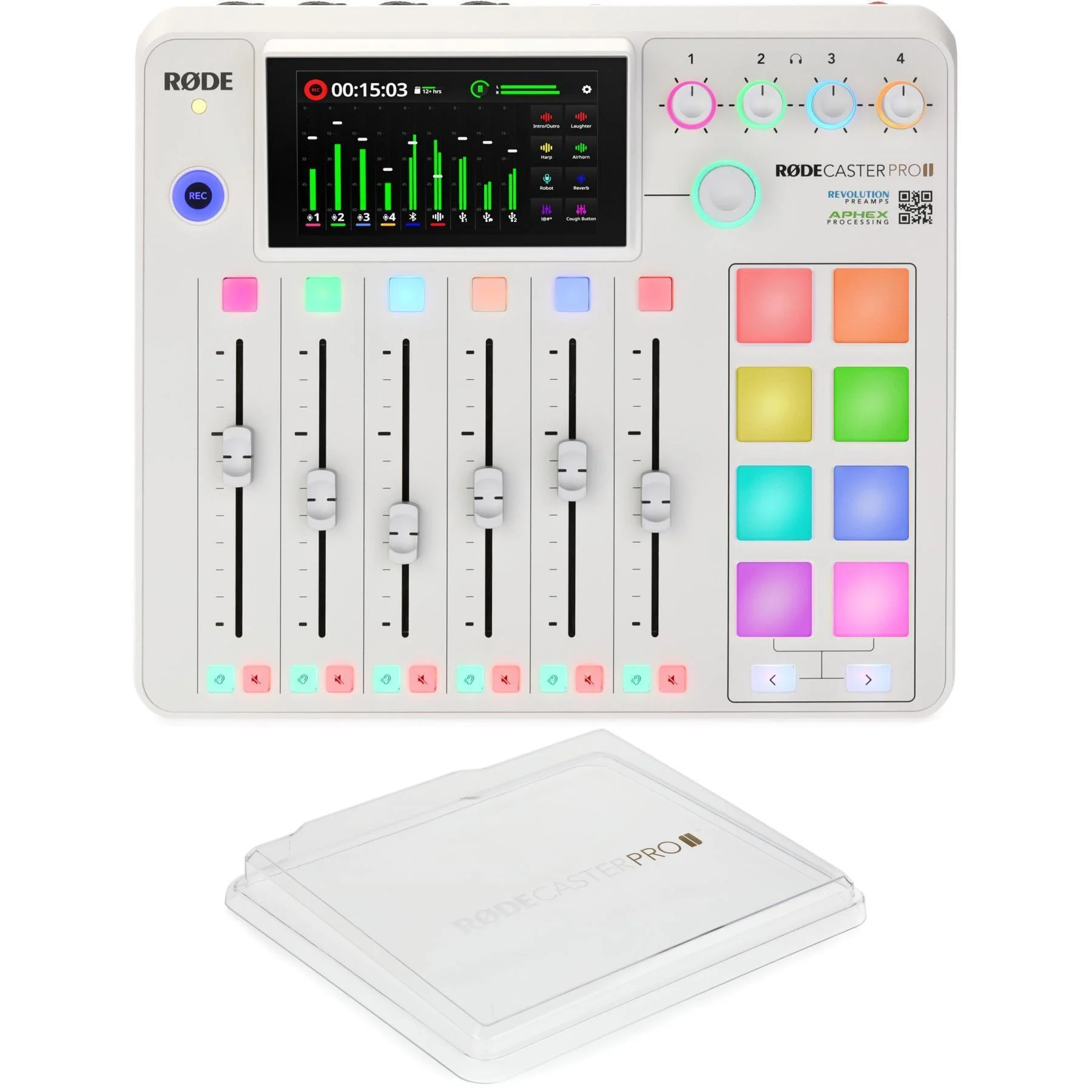 罗德 RODECaster Pro II 播客制作调音台（带防尘罩） - 白色款