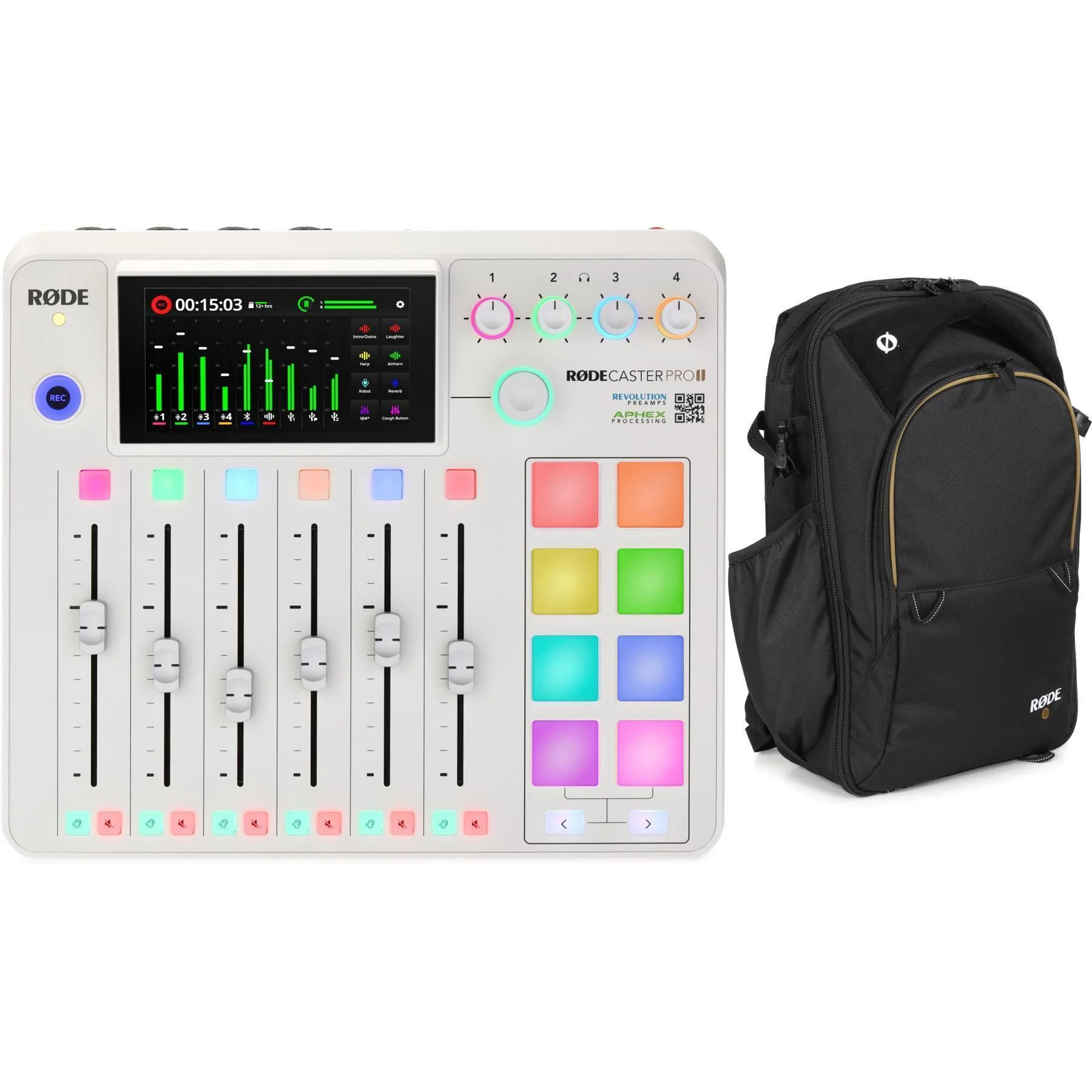 罗德 Rodecaster Pro II 播客制作调音台（带背包） - 白色款