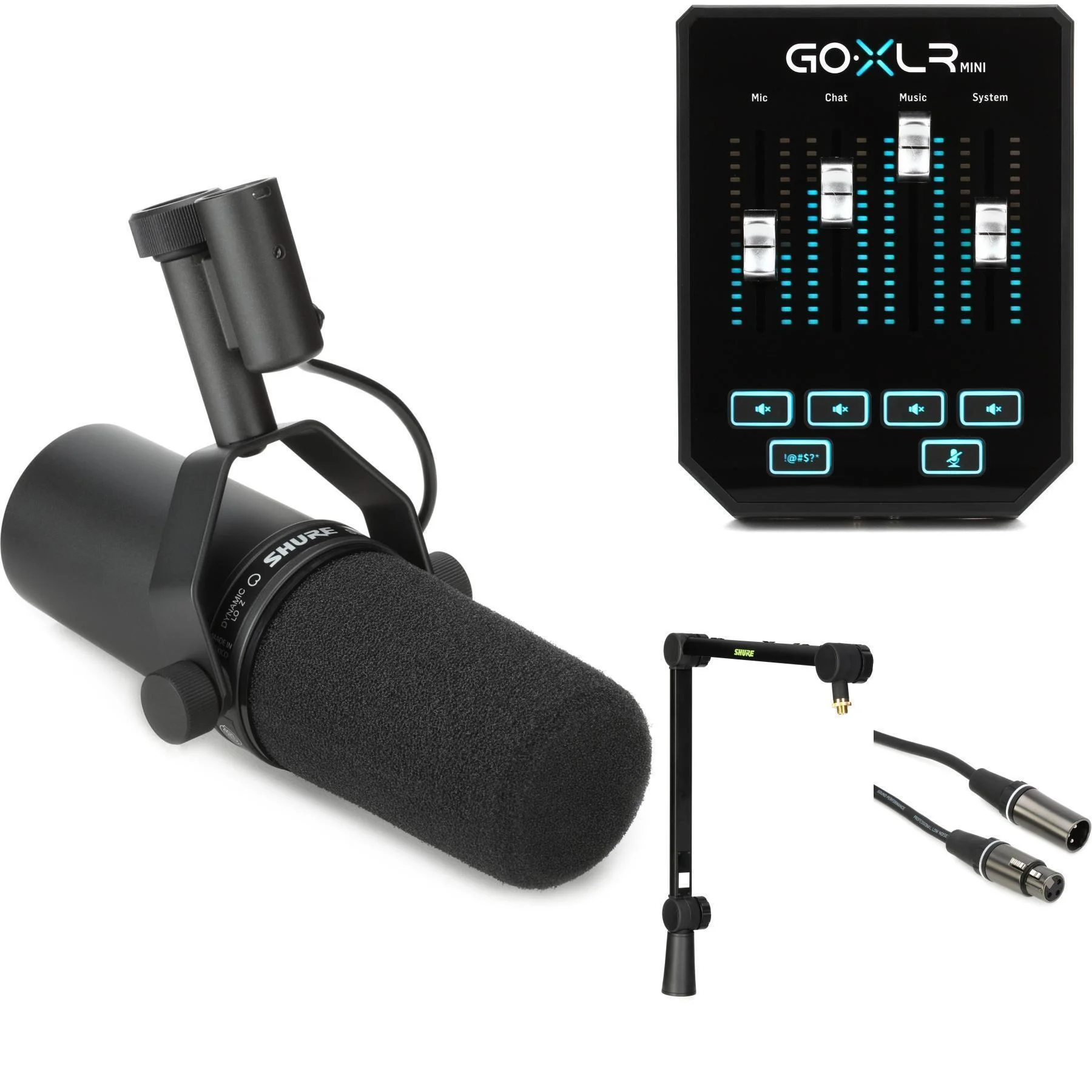TC-Helicon GoXLR Mini 调音台搭配舒尔SM7B麦克风直播套装