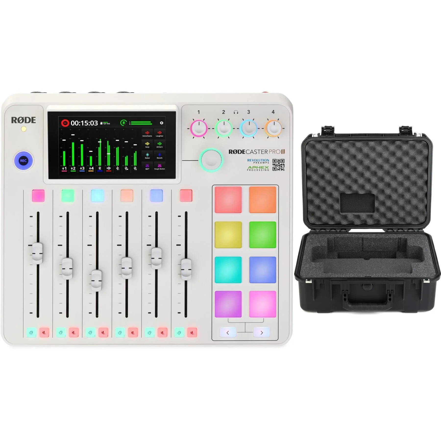 罗德 Rodecaster Pro II 播客制作调音台（带收纳箱套装） - 白色款
