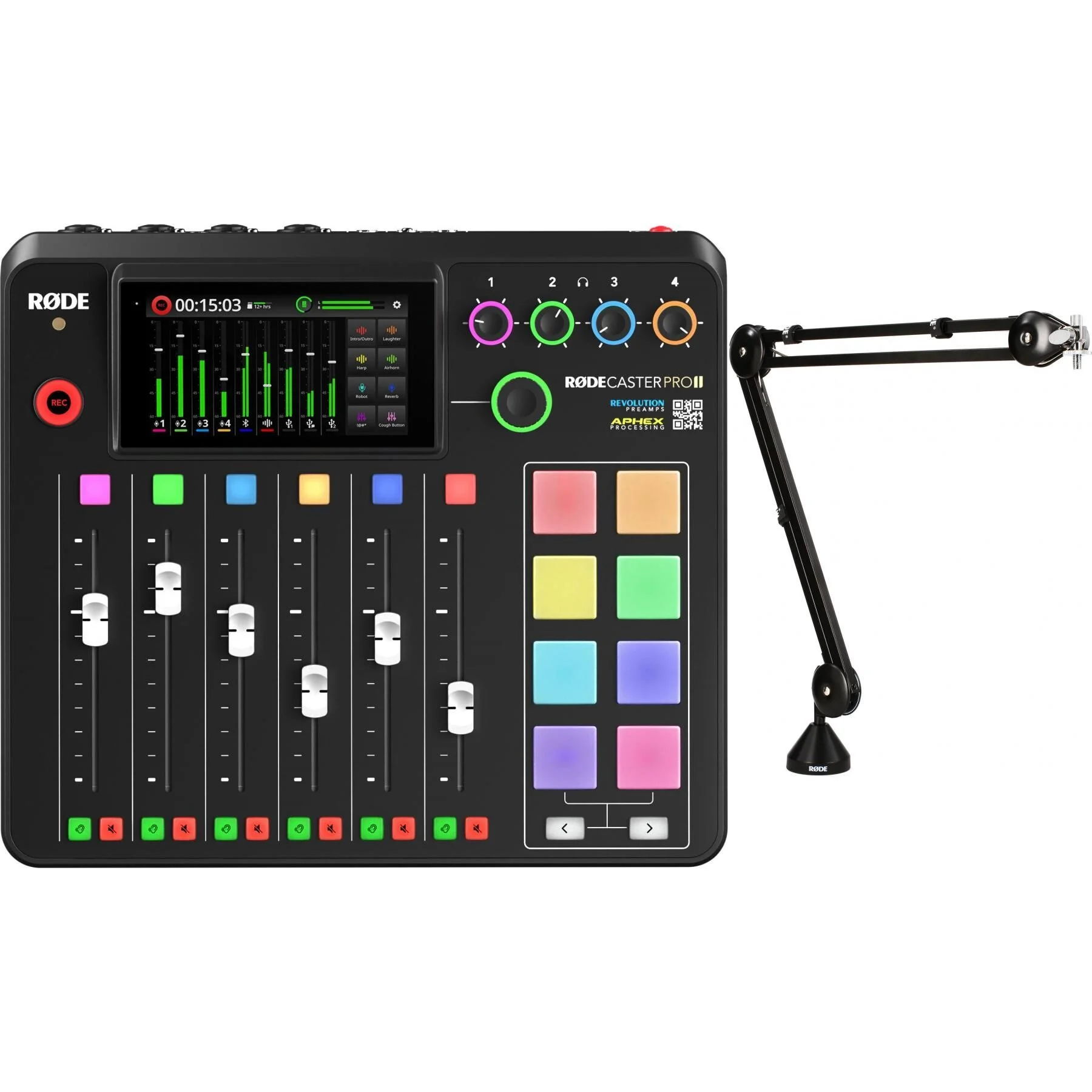 罗德 RODECaster Pro II 播客制作调音台（带悬臂支架套装）