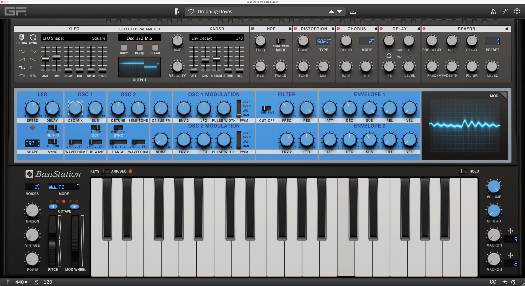 GForce Novation Bass Station 合成器插件