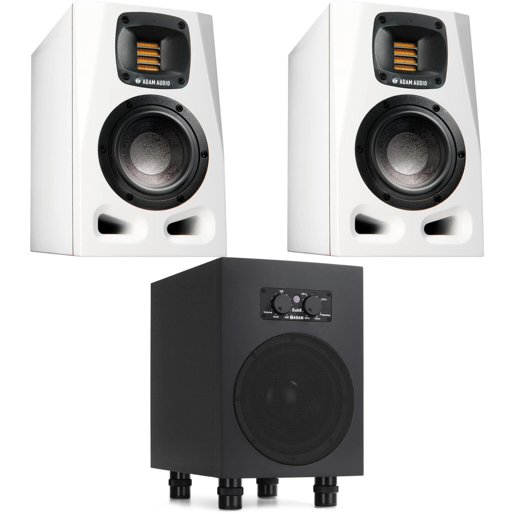 ADAM Audio A4V 白色款 4英寸有源工作室监听音箱（一对）+ Sub8 8.5英寸有源工作室低音炮
