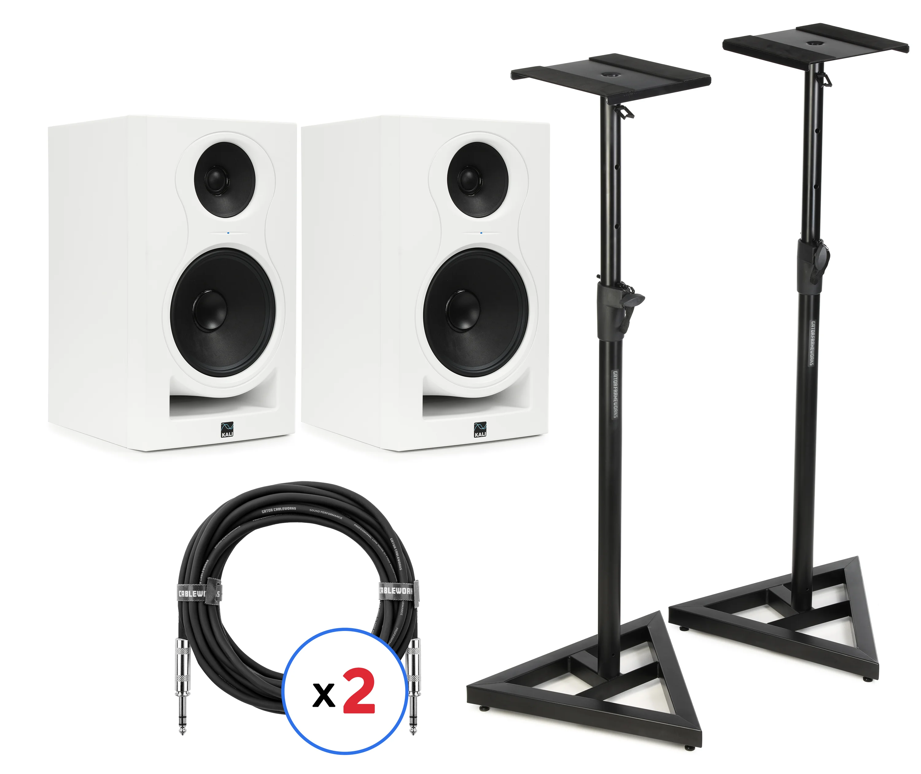 Kali Audio IN-8 V2 8英寸有源工作室监听音箱（一对）含支架及线材 - 白色