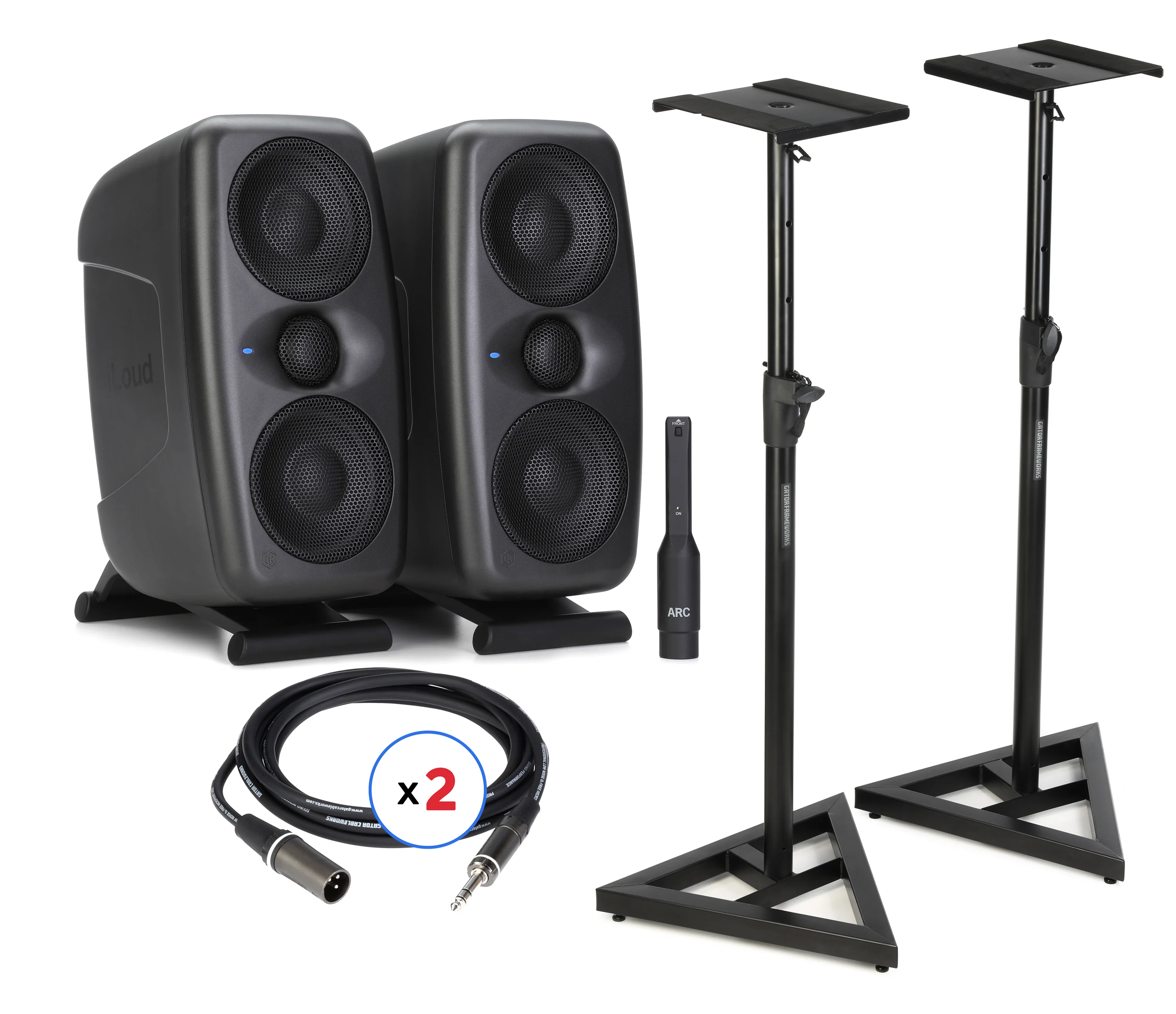 IK Multimedia iLoud MTM MKII 有源工作室监听音箱（一对）含支架及线材 - 黑色