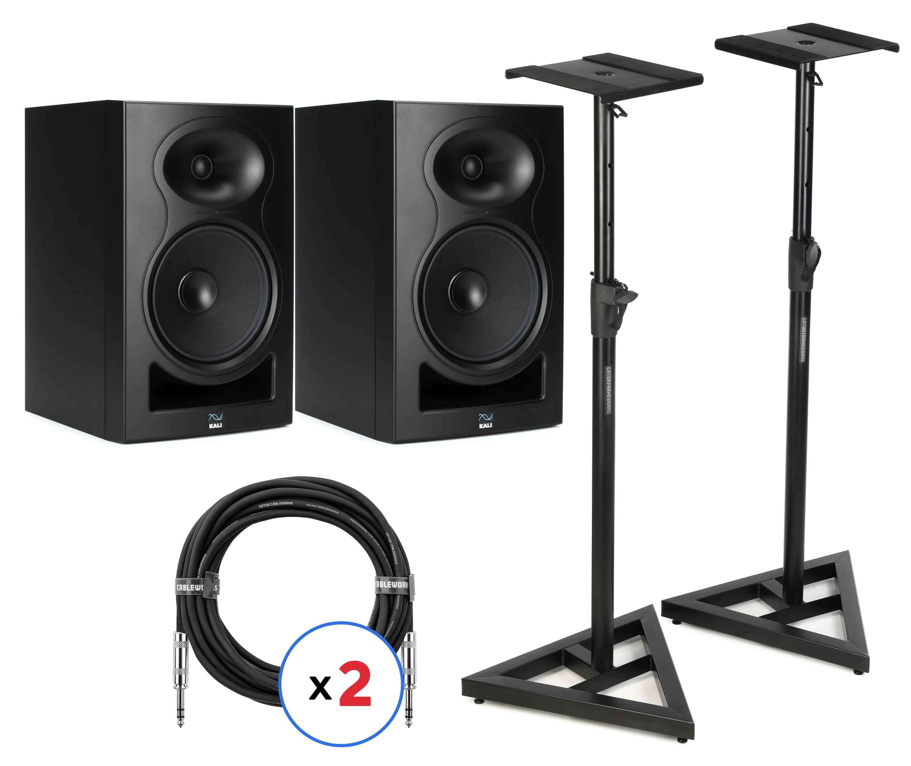 Kali Audio LP-8 V2 8英寸有源工作室监听音箱（一对）含支架及线材 - 黑色