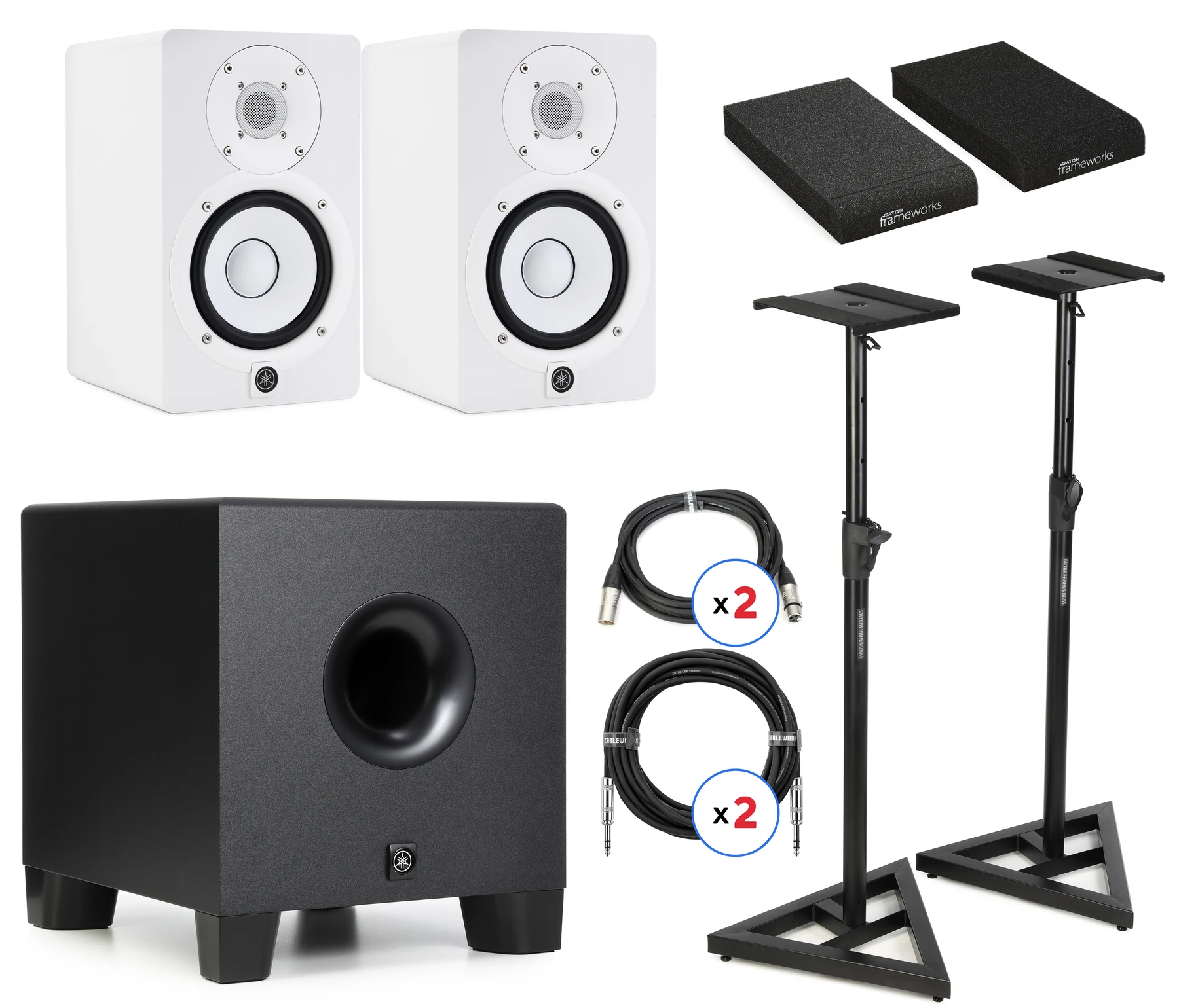 雅马哈 HS5 5英寸白色有源工作室监听音箱 - 工作室套装