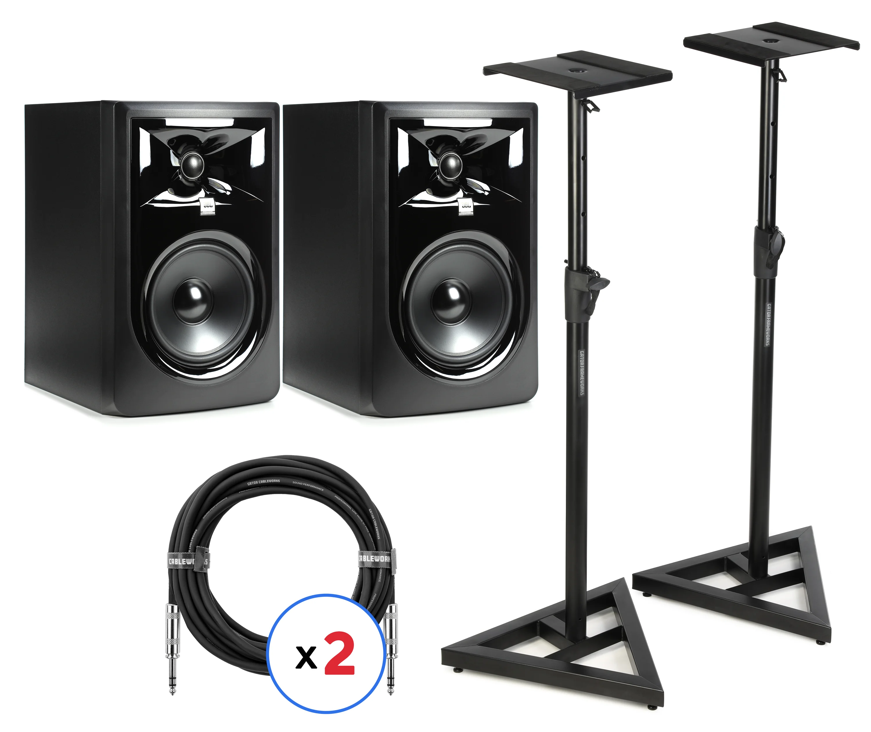 JBL LSR306mk2 6.5英寸有源工作室监听音箱（一对）含支架及线材