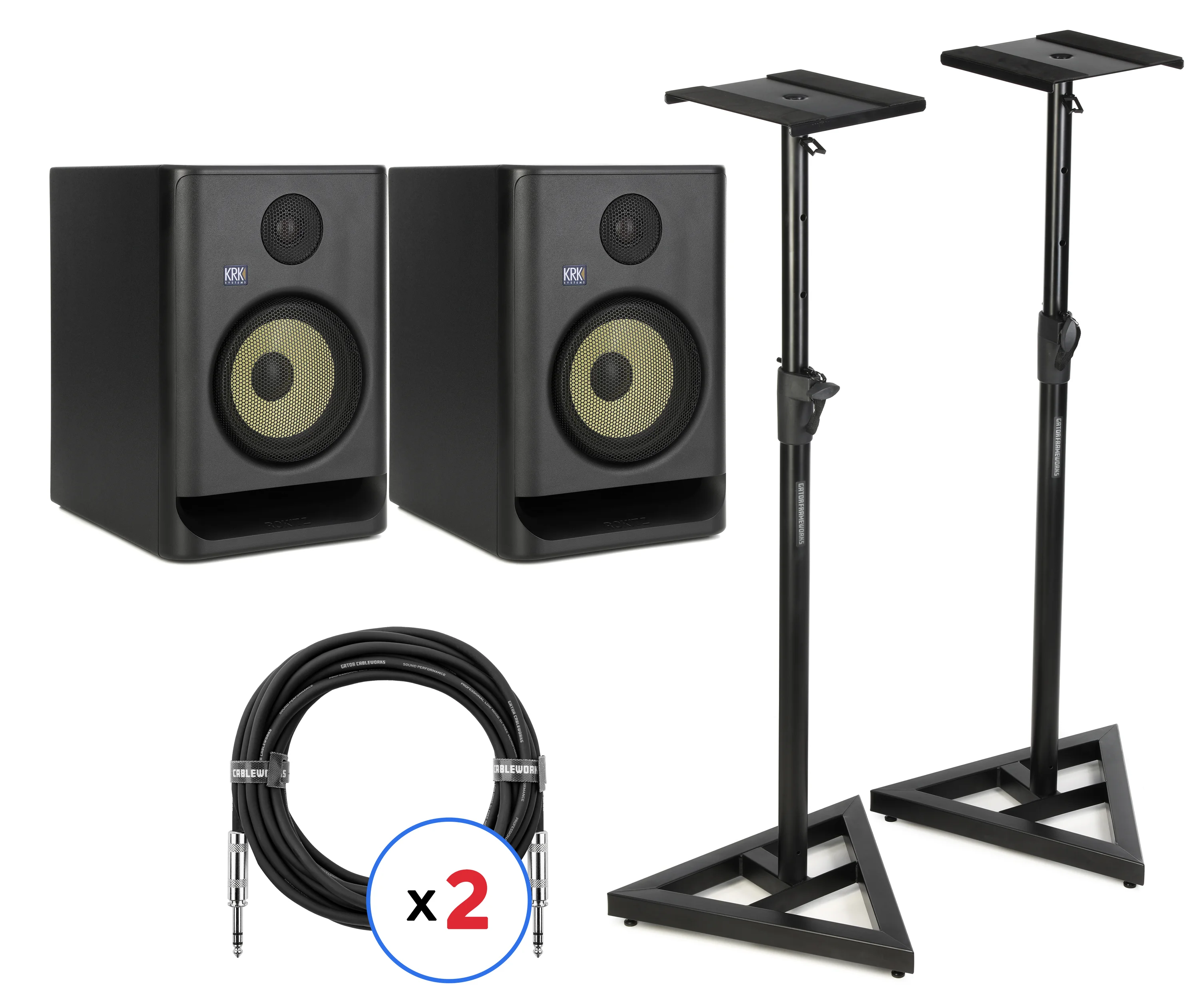 KRK ROKIT 7 G5 7英寸有源工作室监听音箱（一对）含支架及线材