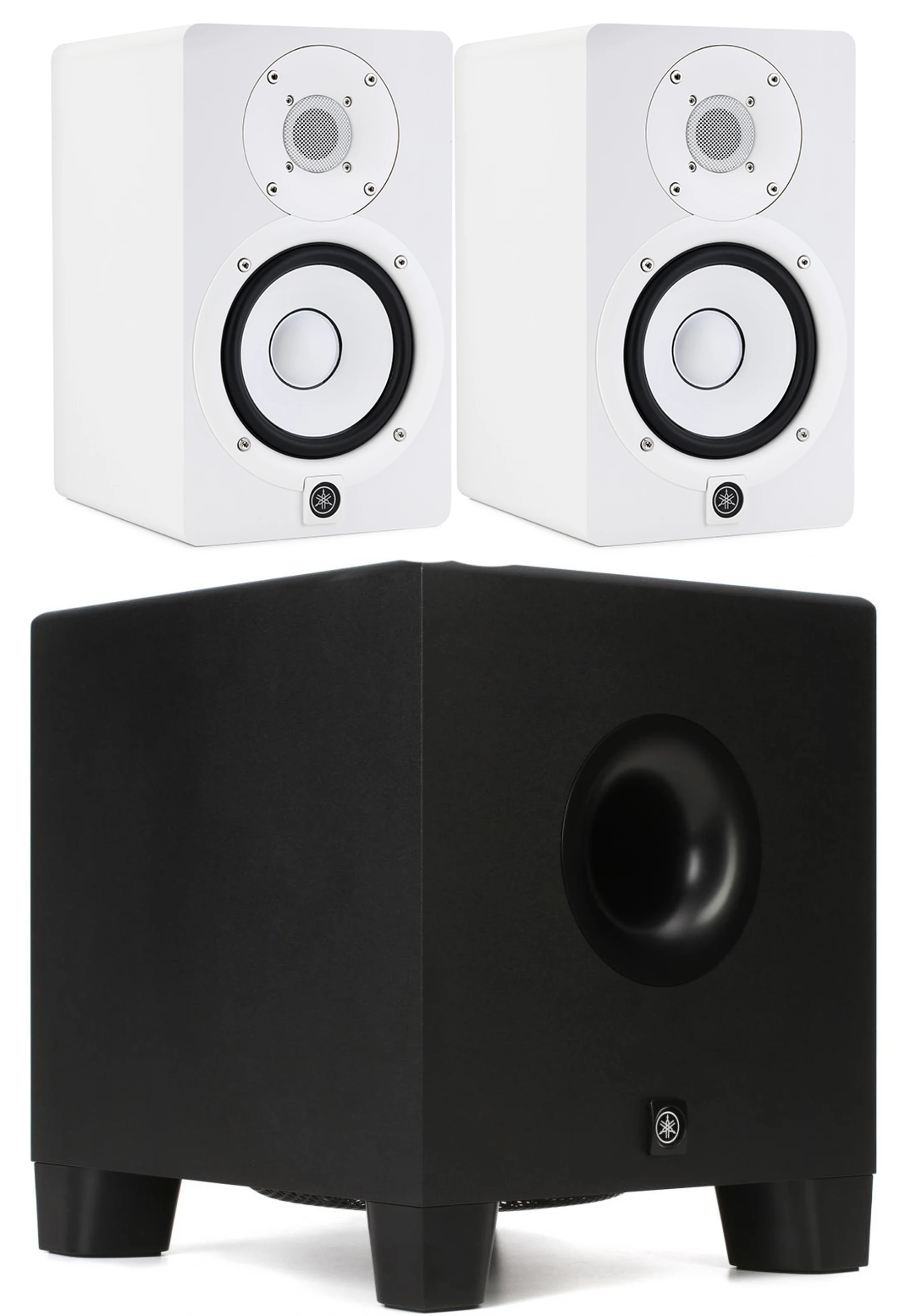雅马哈 HS5W 70瓦5英寸有源工作室监听音箱（一对）搭配HS8S 150瓦8英寸有源工作室低音炮套装