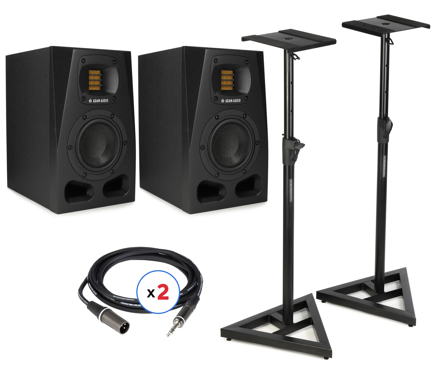 ADAM Audio A4V 4英寸有源工作室监听音箱（一对）含支架及线材