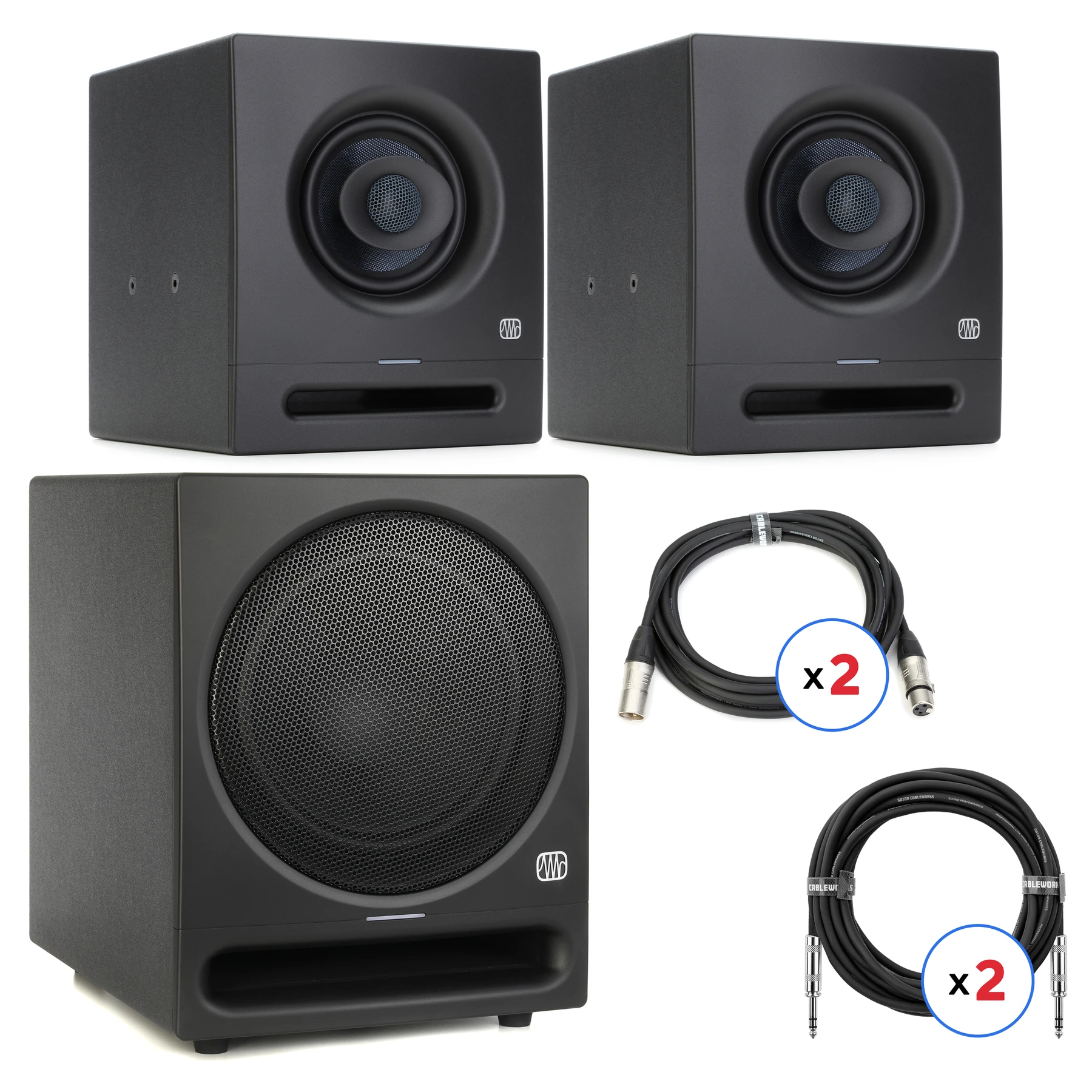 PreSonus Eris Pro 4 4.5英寸有源监听音箱（一对）搭配10英寸低音炮