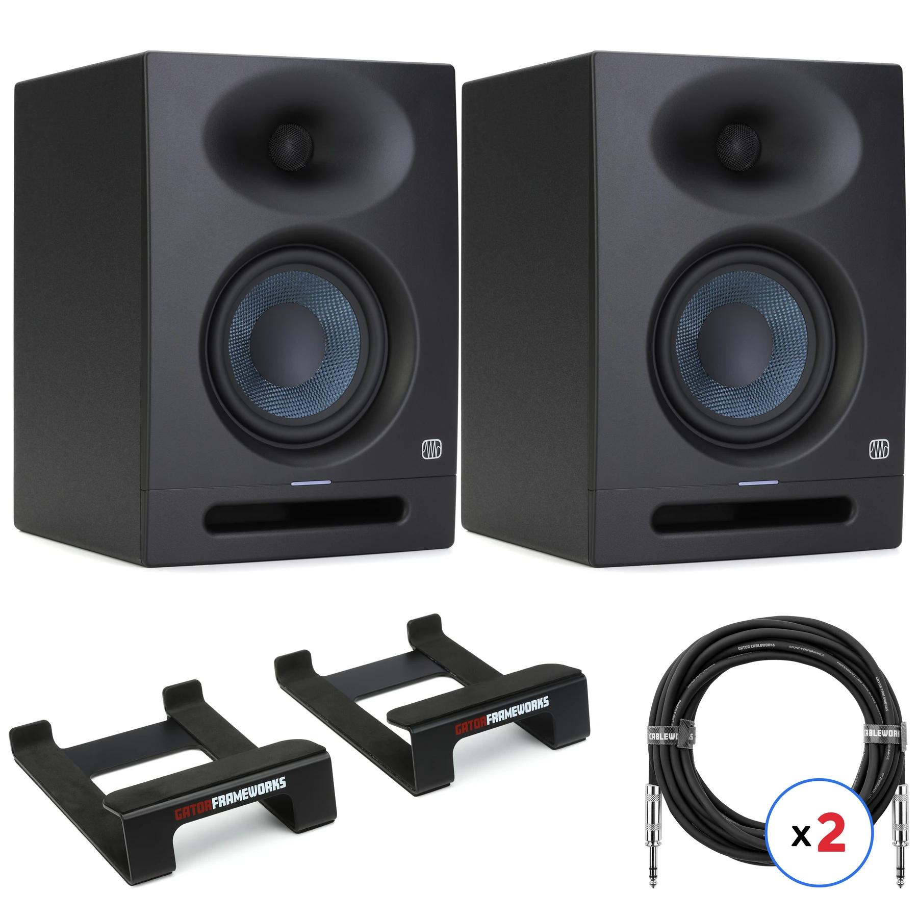 PreSonus Eris Studio 5 5.25英寸有源工作室监听音箱（一对）含楔形支架及线材