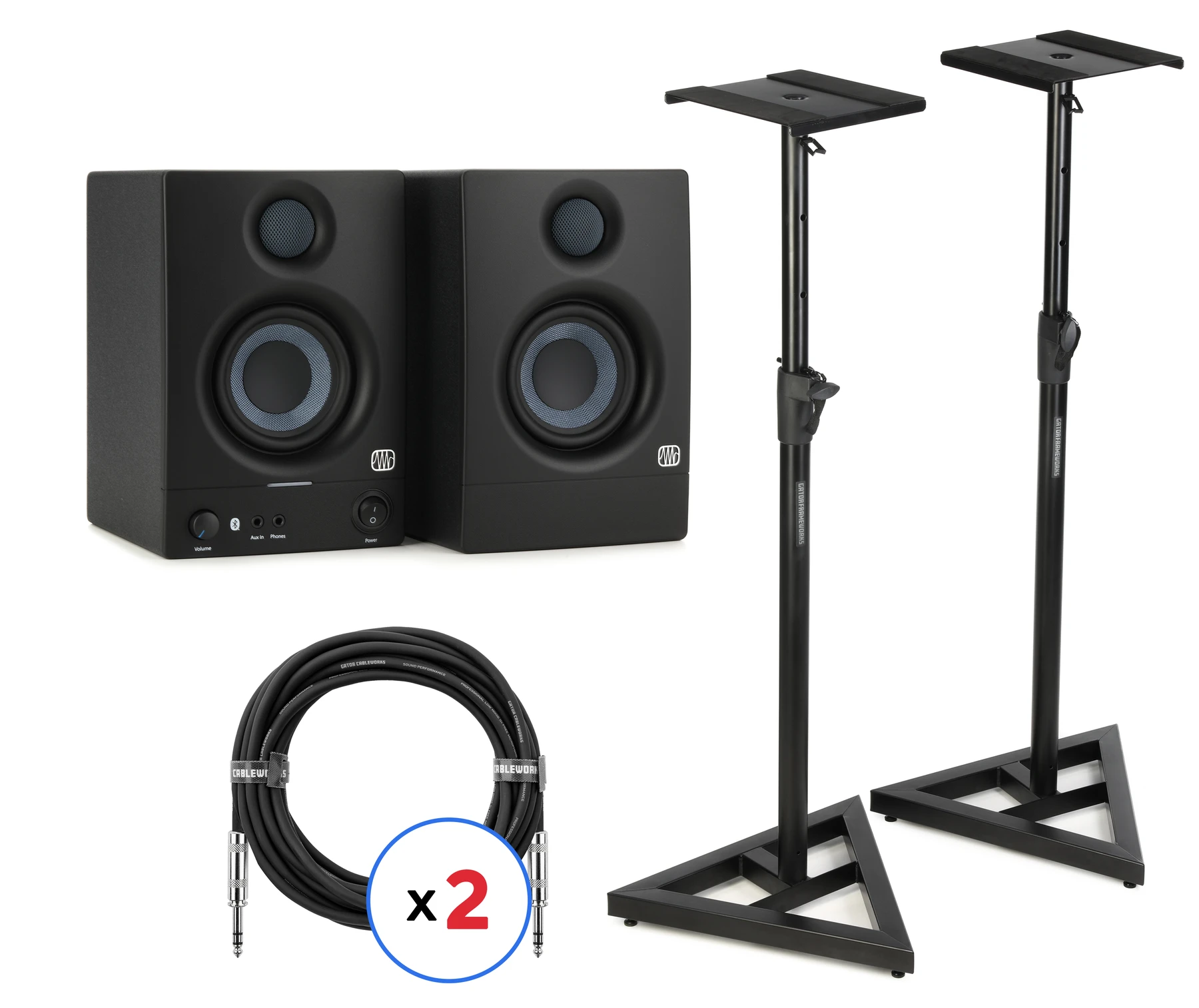 PreSonus Eris 3.5BT 3.5英寸有源蓝牙工作室监听音箱（一对）含支架及线材