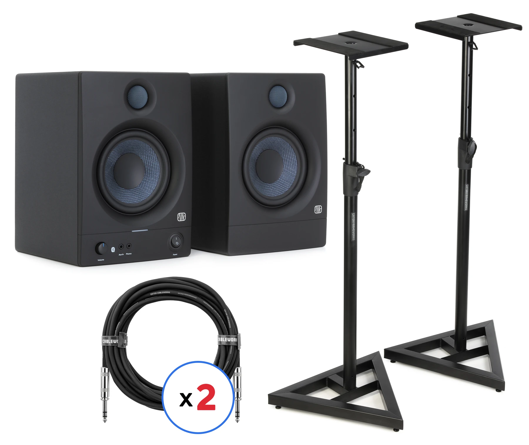 PreSonus Eris 5BT 5.25英寸有源蓝牙工作室监听音箱（一对）含支架及线材