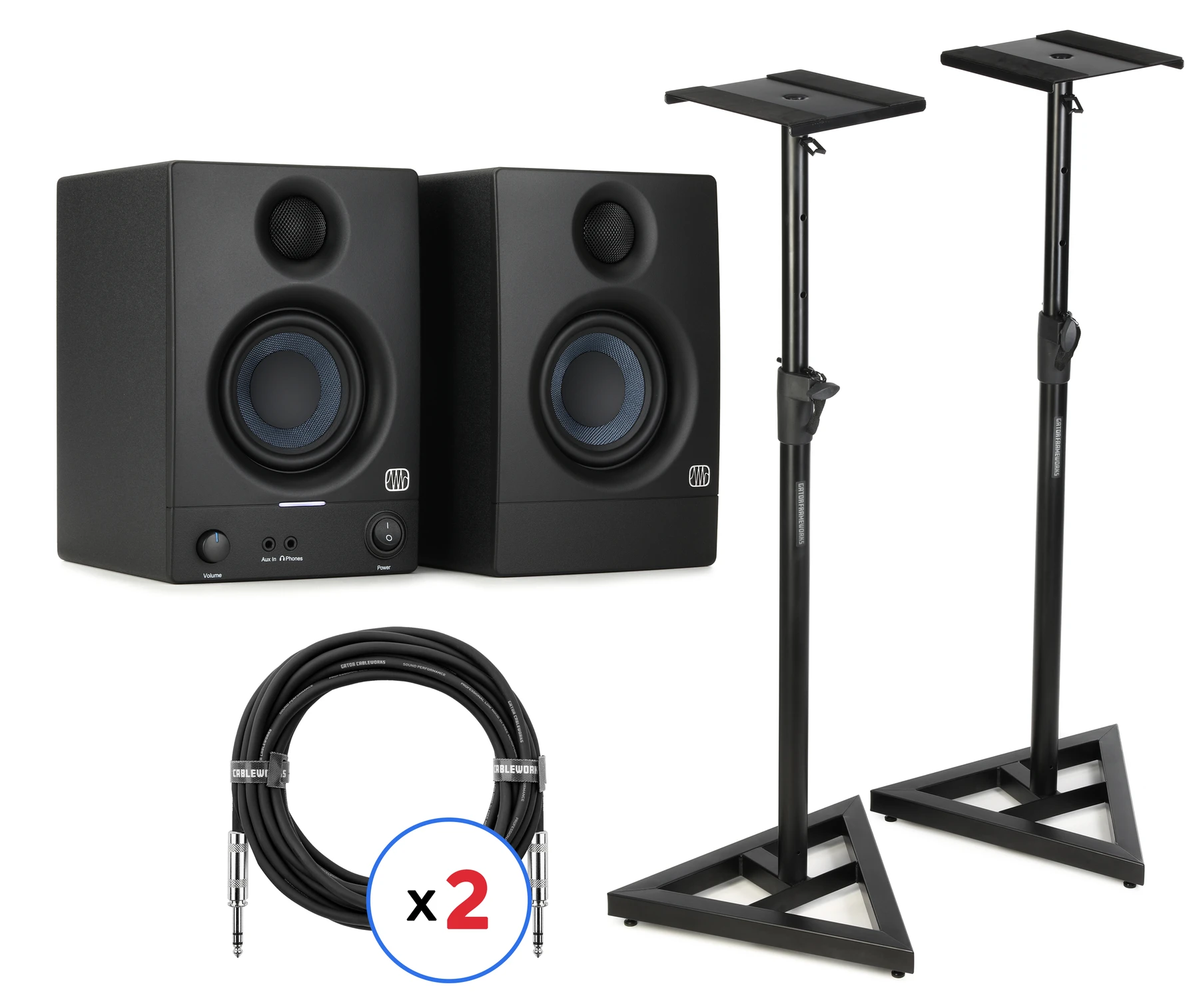 PreSonus Eris 3.5 3.5英寸有源工作室监听音箱（一对）含支架及线材