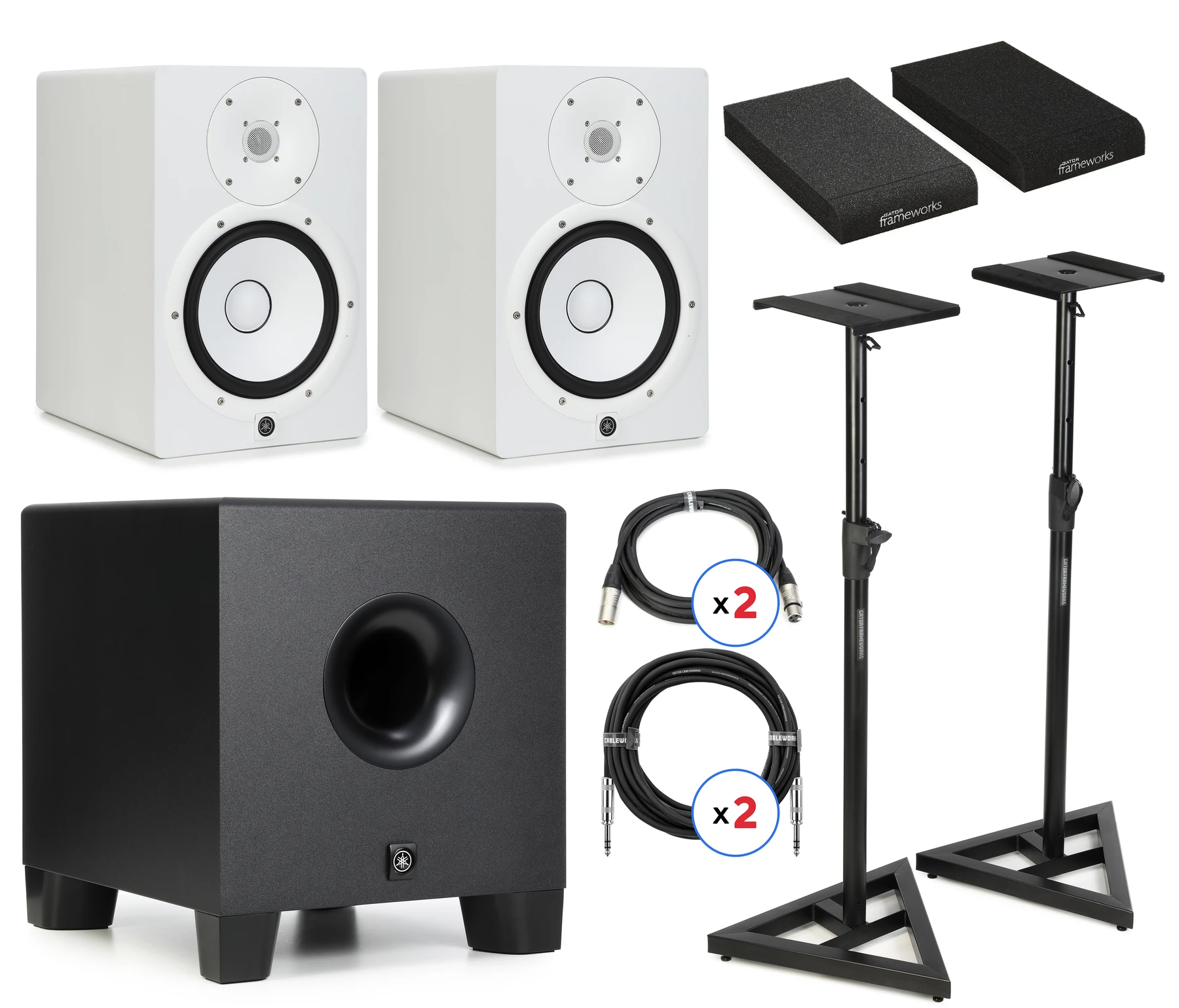 雅马哈 HS8W 8英寸白色有源工作室监听音箱 - 工作室套装