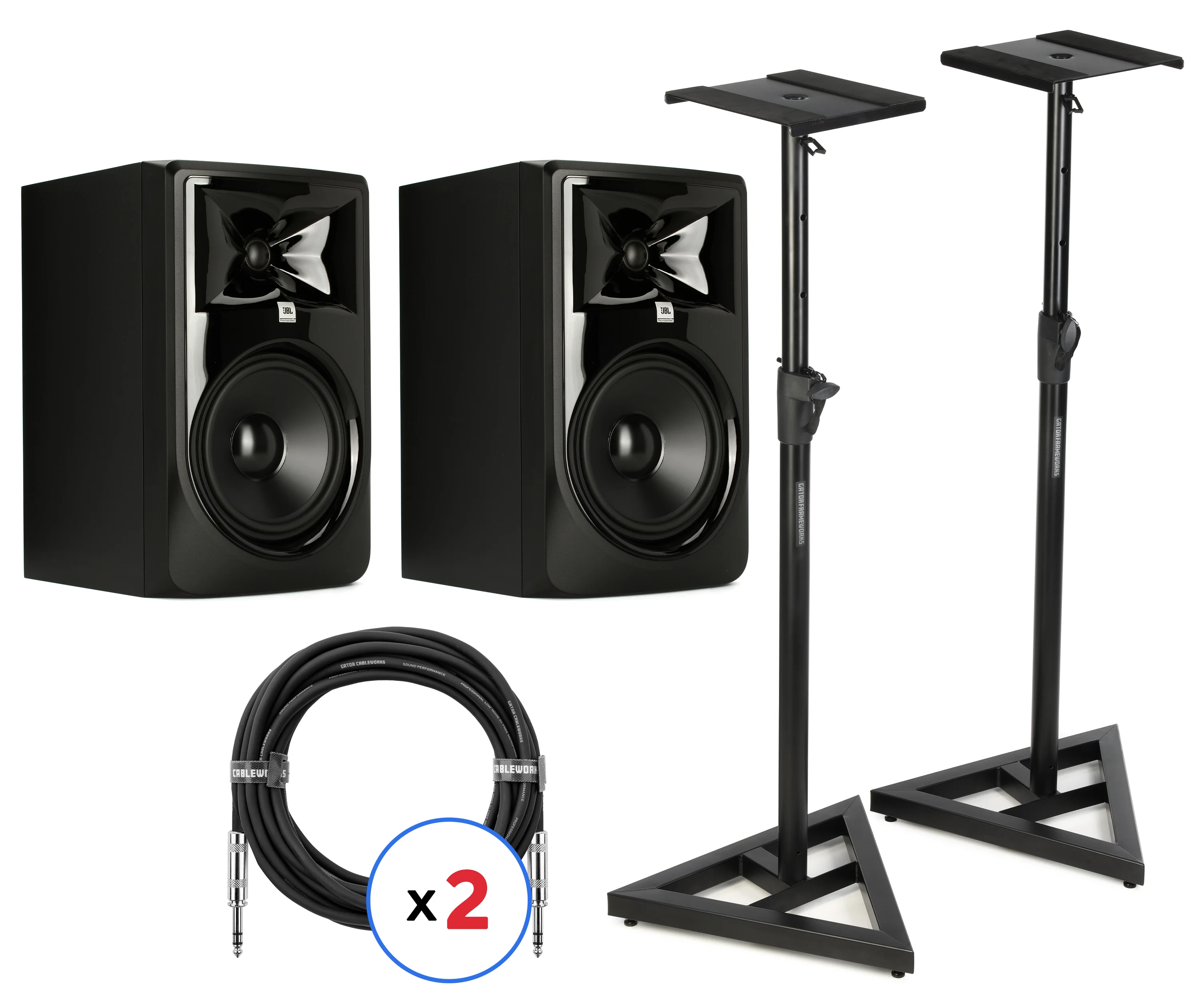 JBL 308P MkII 8英寸有源工作室监听音箱一对（含支架及线材）