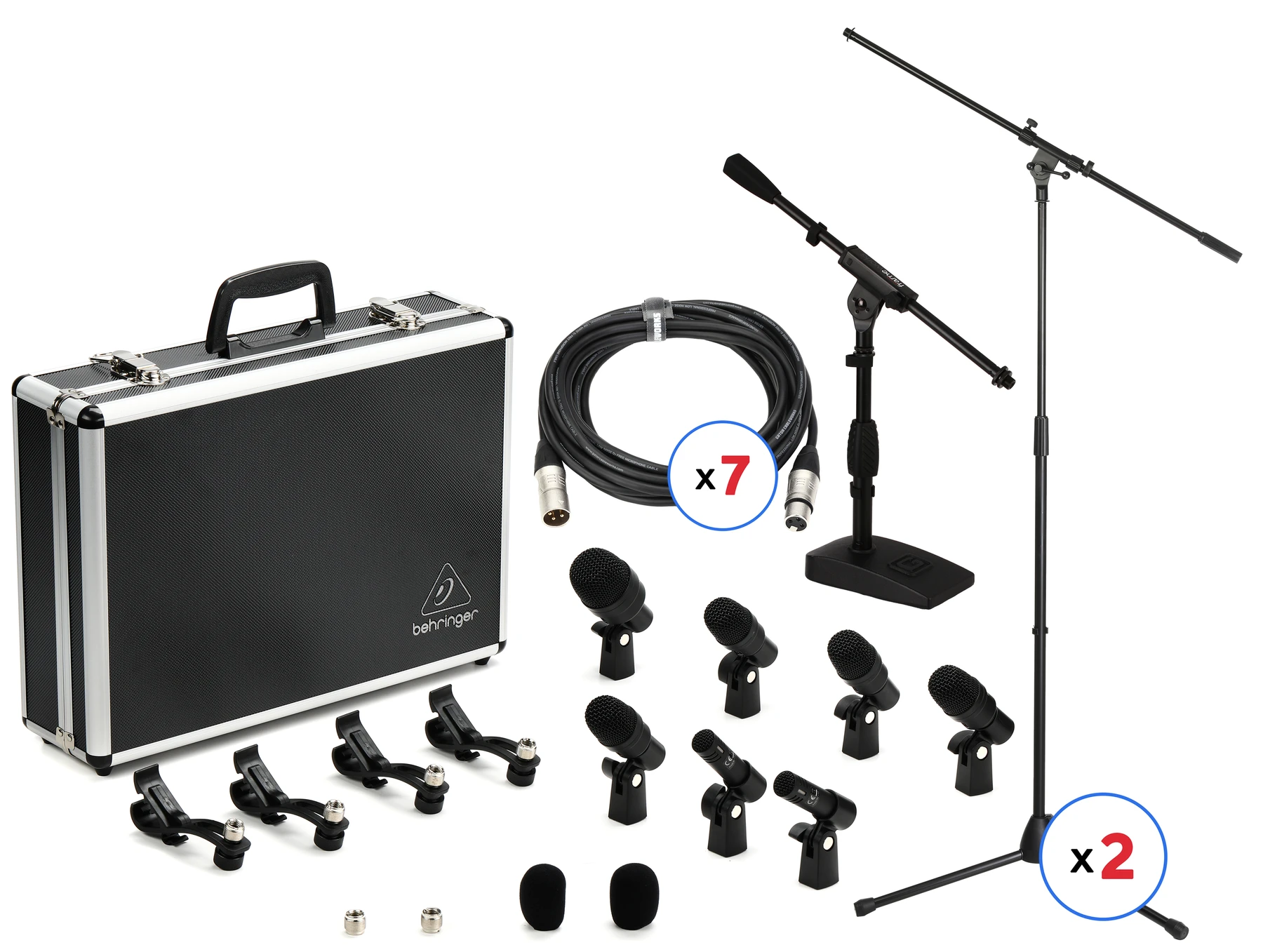 Behringer BC1200 7 件套鼓组麦克风套装（含支架和线缆）