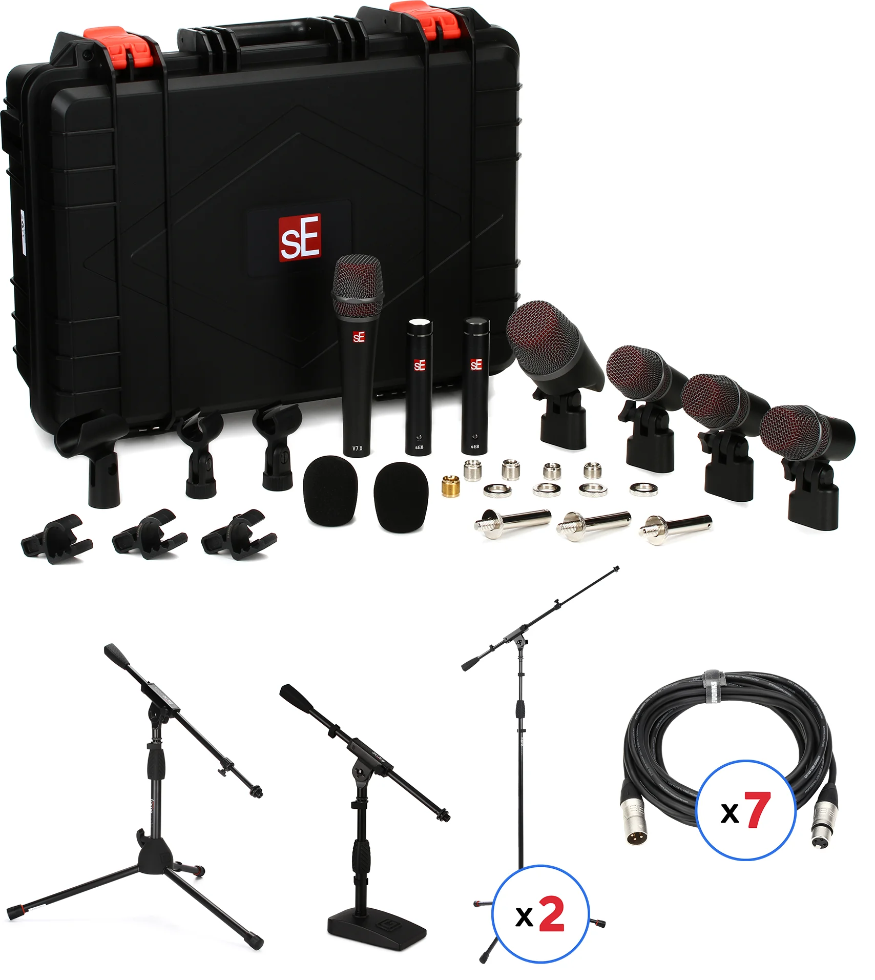 sE Electronics V Pack Arena 鼓组麦克风套装（含支架和线缆）