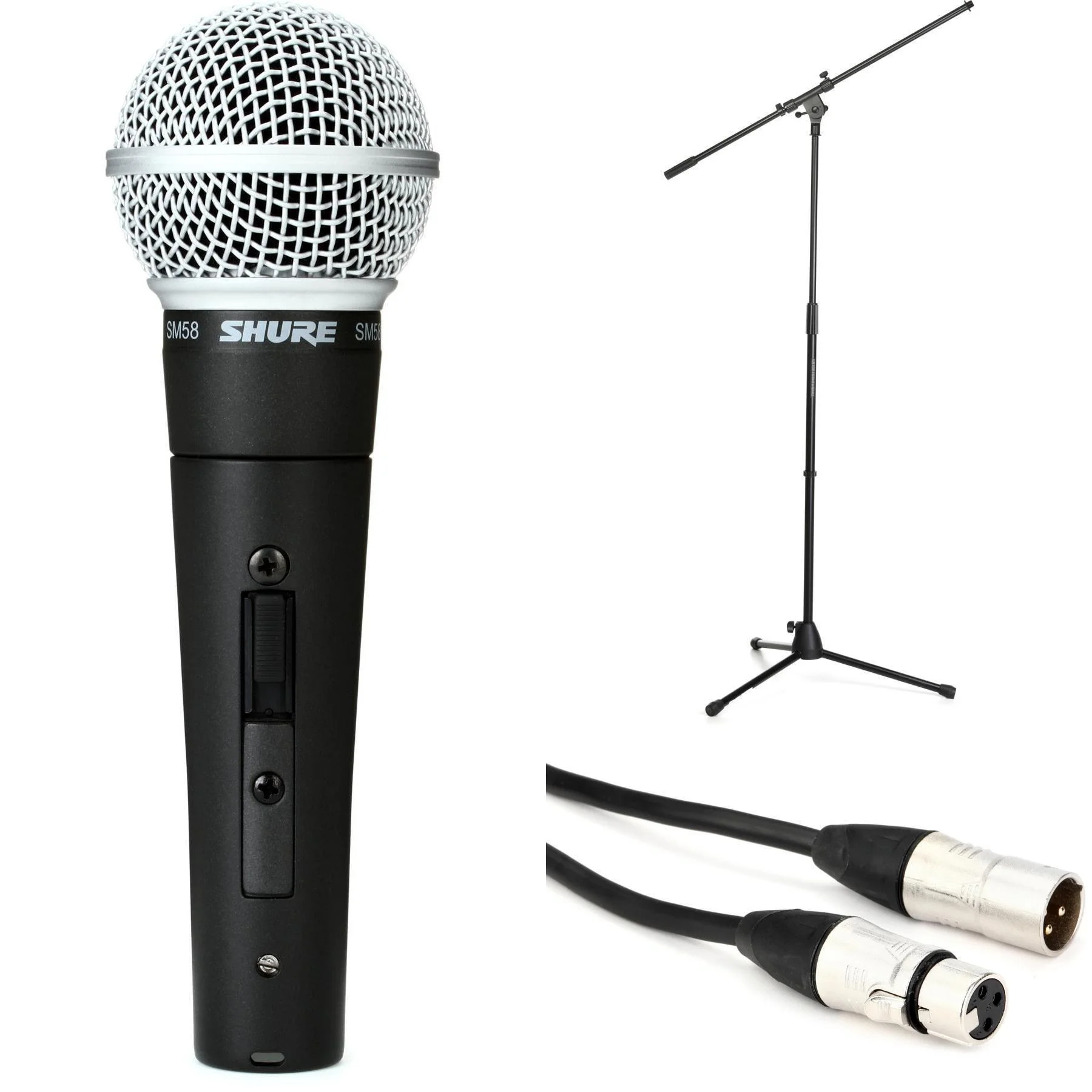 Shure SM58S 手持式麦克风套装，含支架和线缆
