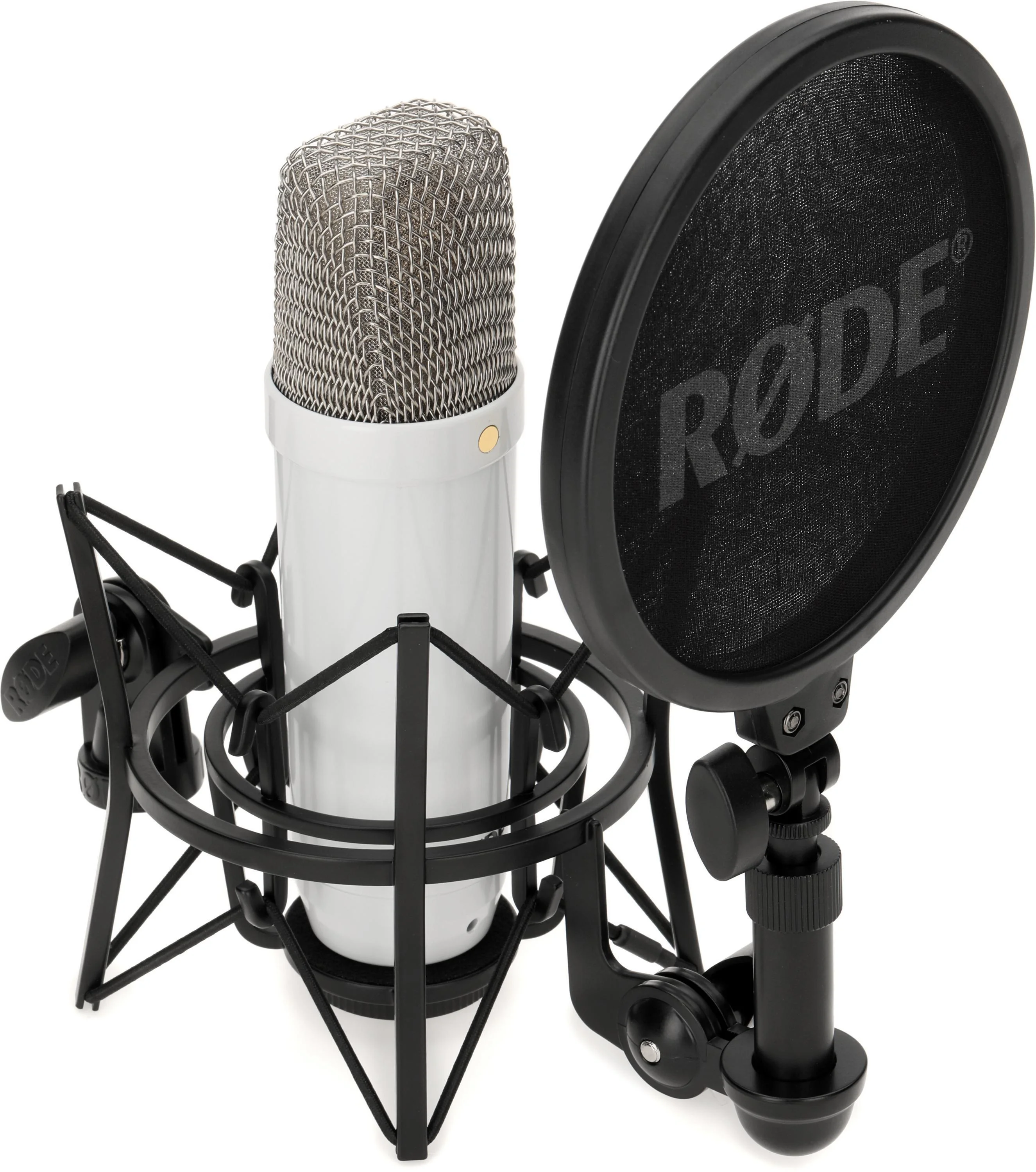Rode NT1 Signature Series 电容麦克风，配 SM6 防震架和防喷罩 - 白色