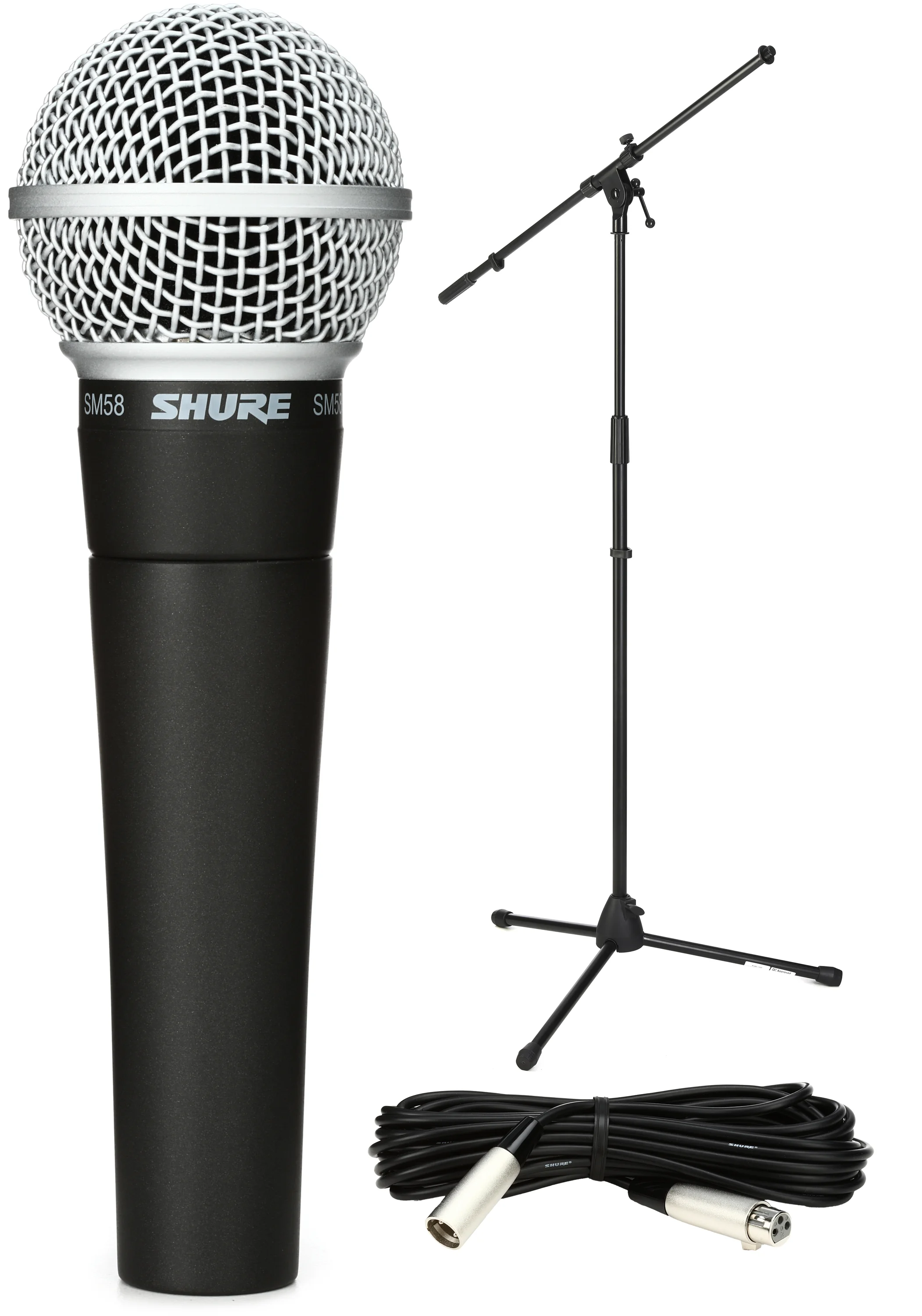舒尔 SM58 心形指向动圈麦克风及 XLR 线缆套装，含支架